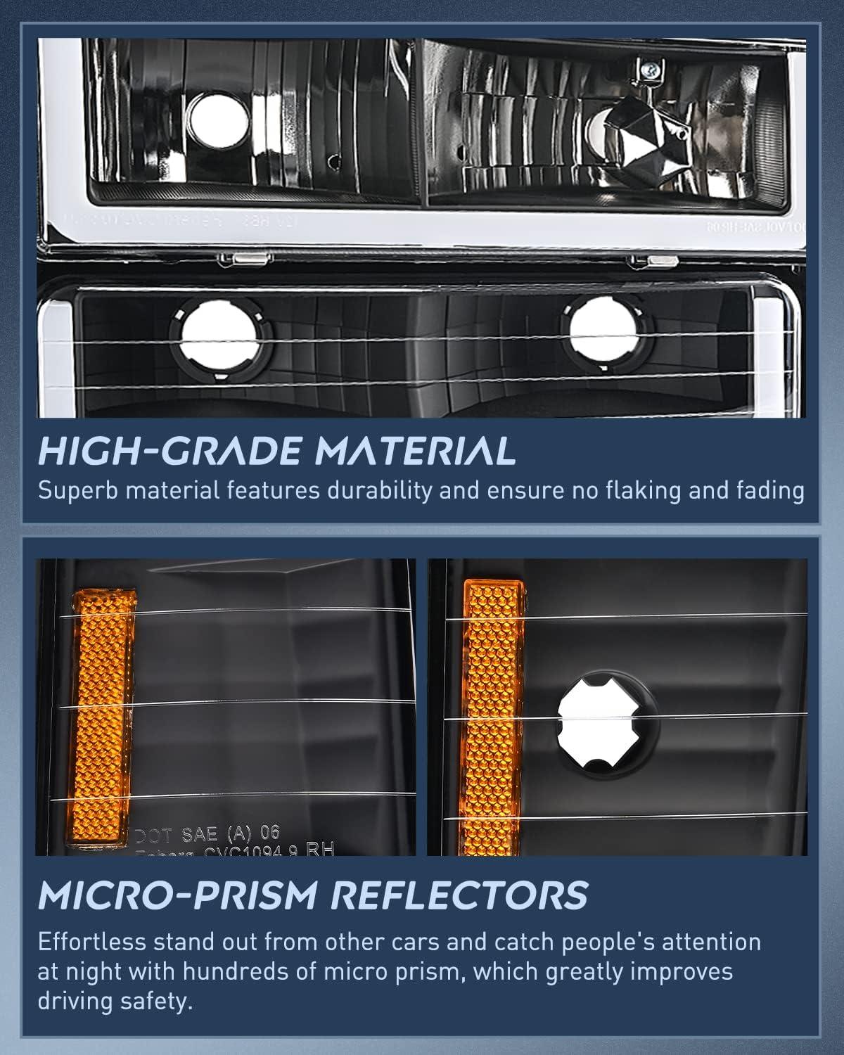 imageNilight Taillight Assembly Compatible with 1988 1989 1990 1991 1992 1993 1994 1995 1996 1997 1998 1999 Chevy GMC CK Suburban Blazer Tahoe Yukon 1999 2000 Silverado Sierra Cadillac EscaladeBlack  Amber Reflector