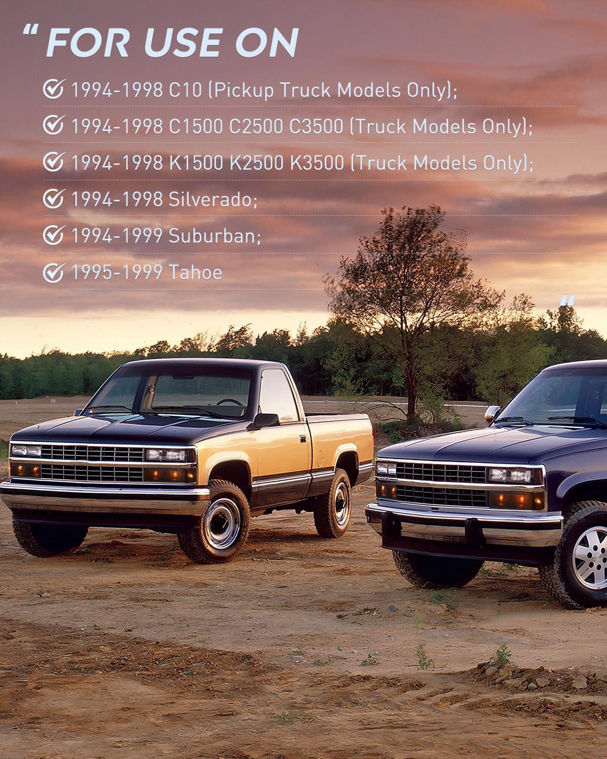 imageNilight Taillight Assembly Compatible with 1988 1989 1990 1991 1992 1993 1994 1995 1996 1997 1998 1999 Chevy GMC CK Suburban Blazer Tahoe Yukon 1999 2000 Silverado Sierra Cadillac EscaladeBlack Housing  Amber Reflector