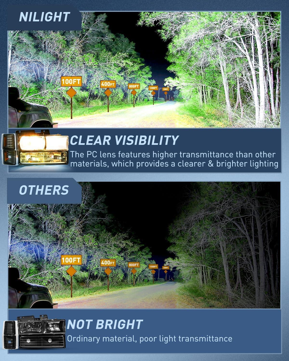 imageNilight Taillight Assembly Compatible with 1988 1989 1990 1991 1992 1993 1994 1995 1996 1997 1998 1999 Chevy GMC CK Suburban Blazer Tahoe Yukon 1999 2000 Silverado Sierra Cadillac EscaladeBlack Housing  Amber Reflector