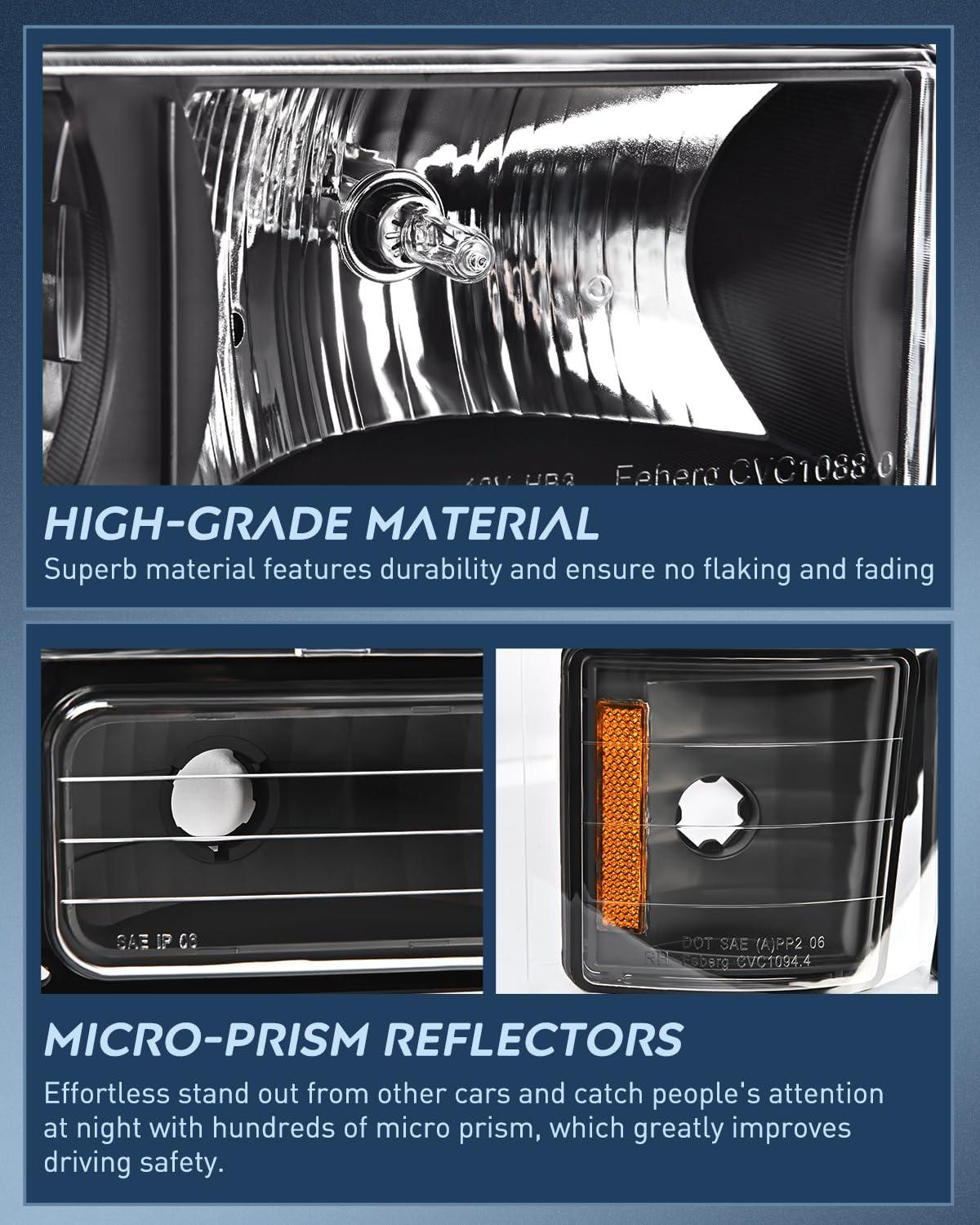 imageNilight Taillight Assembly Compatible with 1988 1989 1990 1991 1992 1993 1994 1995 1996 1997 1998 1999 Chevy GMC CK Suburban Blazer Tahoe Yukon 1999 2000 Silverado Sierra Cadillac EscaladeBlack Housing  Amber Reflector