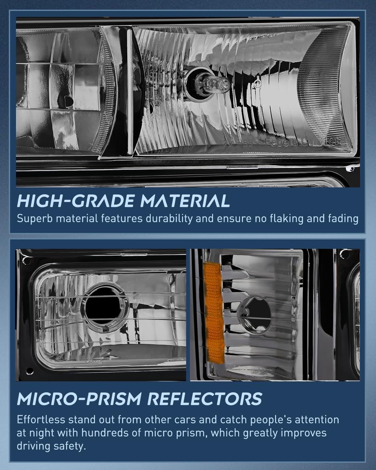 imageNilight Taillight Assembly Compatible with 1988 1989 1990 1991 1992 1993 1994 1995 1996 1997 1998 1999 Chevy GMC CK Suburban Blazer Tahoe Yukon 1999 2000 Silverado Sierra Cadillac EscaladeChrome Housing  Amber ReflectorSmoke Lens