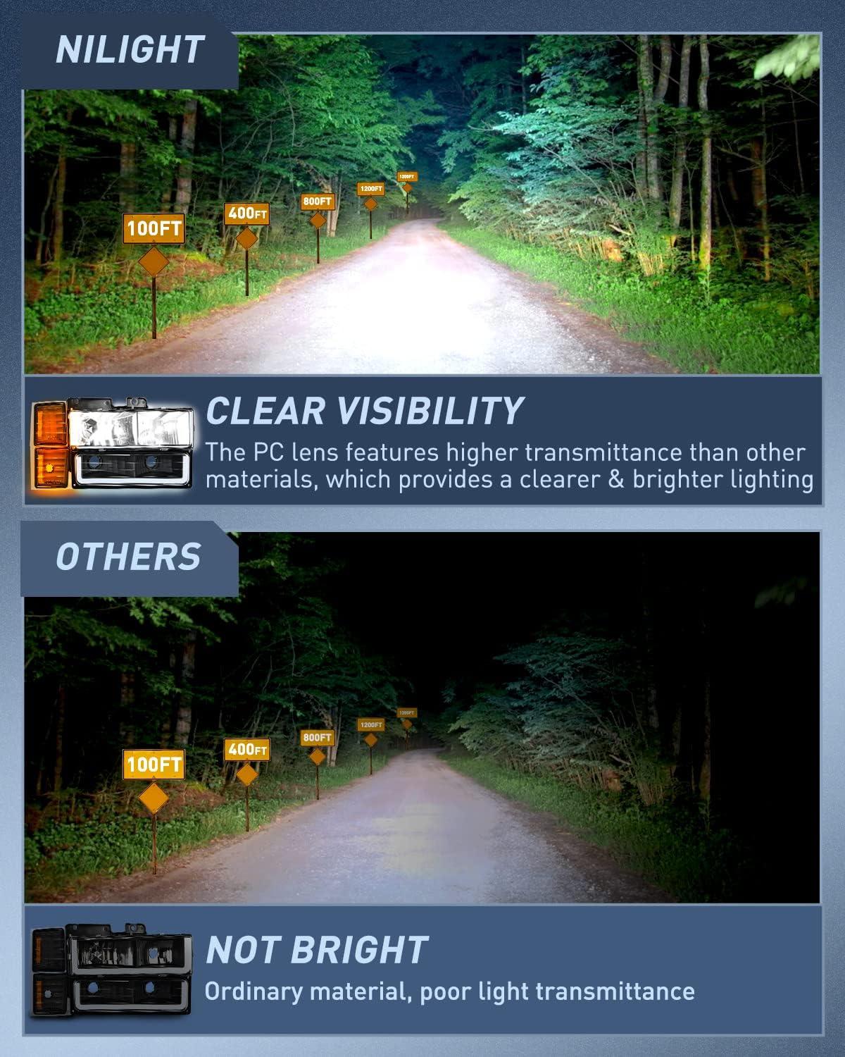 imageNilight Taillight Assembly Compatible with 1988 1989 1990 1991 1992 1993 1994 1995 1996 1997 1998 1999 Chevy GMC CK Suburban Blazer Tahoe Yukon 1999 2000 Silverado Sierra Cadillac EscaladeBlack  Amber Reflector