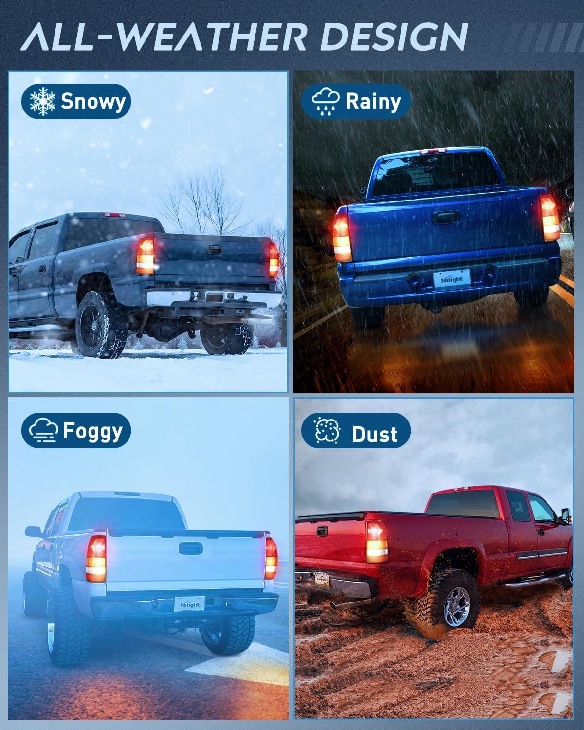 imageNilight Taillight Assembly Compatible with 1999 2000 2001 2002 2003 2004 2005 2006 GMC Sierra 19992002 Chevy Silverado Smoke Housing Rear Lamp Replacement Only Fits Fleetside ModelsBlack BorderPassenger Side