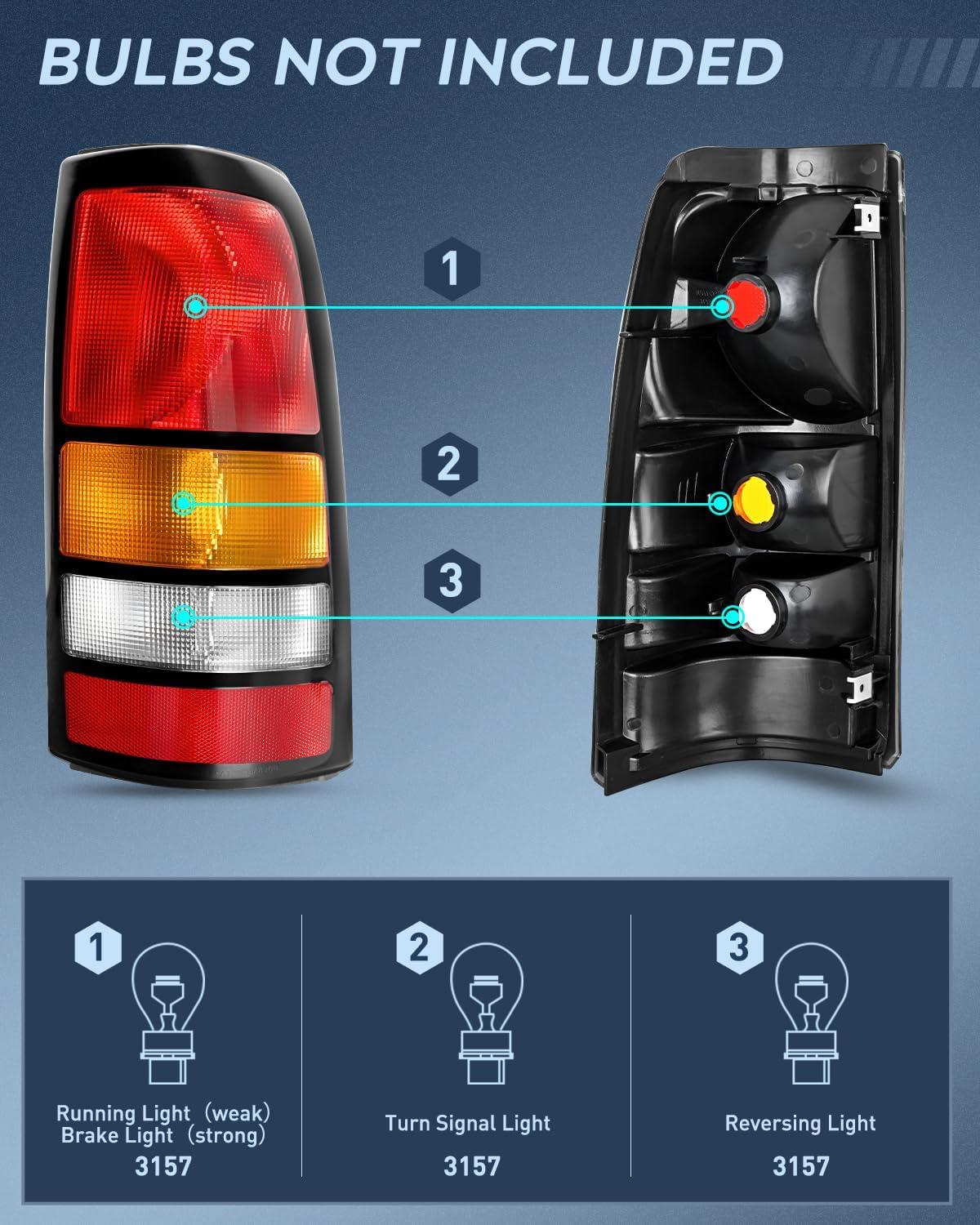 imageNilight Taillight Assembly Compatible with 1999 2000 2001 2002 2003 2004 2005 2006 GMC Sierra 19992002 Chevy Silverado Smoke Housing Rear Lamp Replacement Only Fits Fleetside ModelsBlack BorderPassenger Side