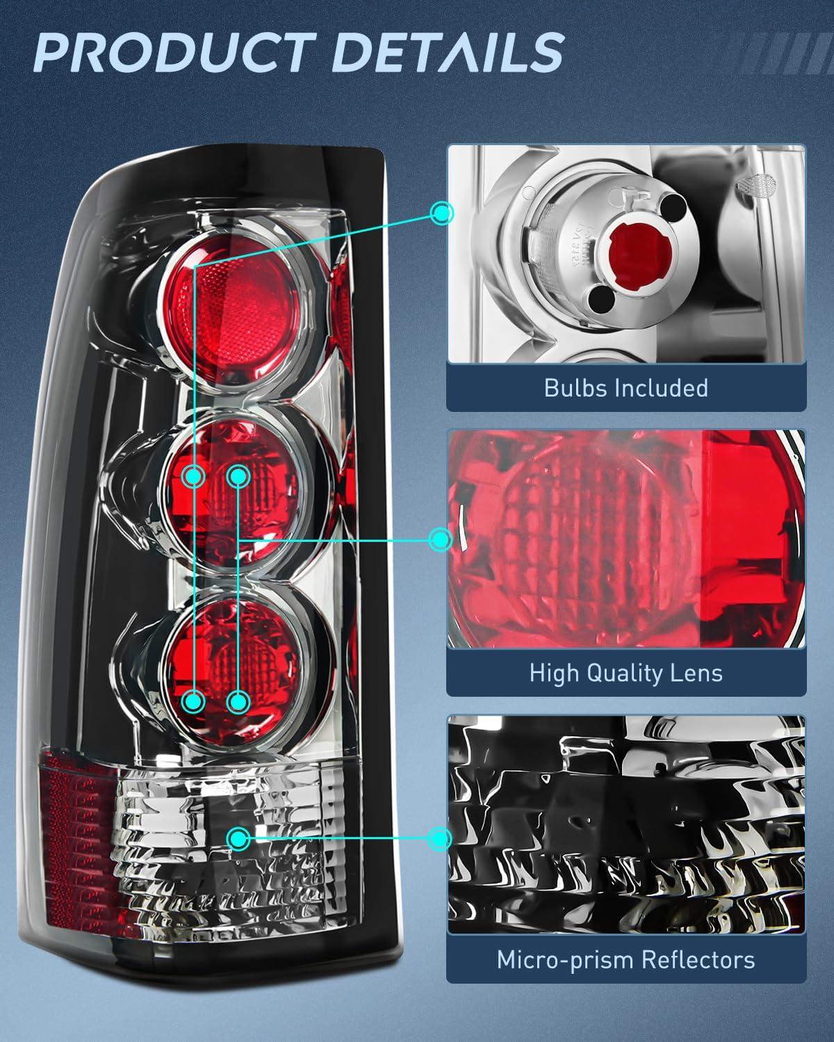 imageNilight Taillight Assembly Compatible with 1999 2000 2001 2002 2003 2004 2005 2006 GMC Sierra 19992002 Chevy Silverado Smoke Housing Rear Lamp Replacement Only Fits Fleetside ModelsSmoke Lens