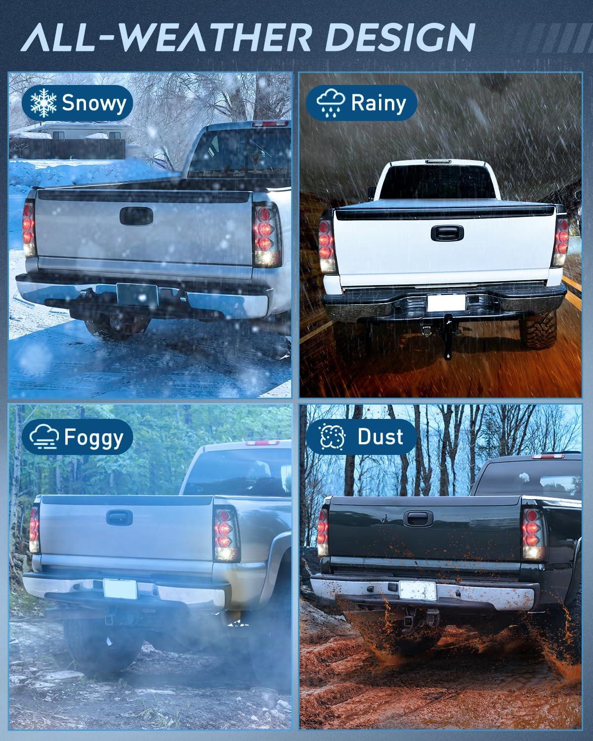 imageNilight Taillight Assembly Compatible with 1999 2000 2001 2002 2003 2004 2005 2006 GMC Sierra 19992002 Chevy Silverado Smoke Housing Rear Lamp Replacement Only Fits Fleetside ModelsSmoke Lens