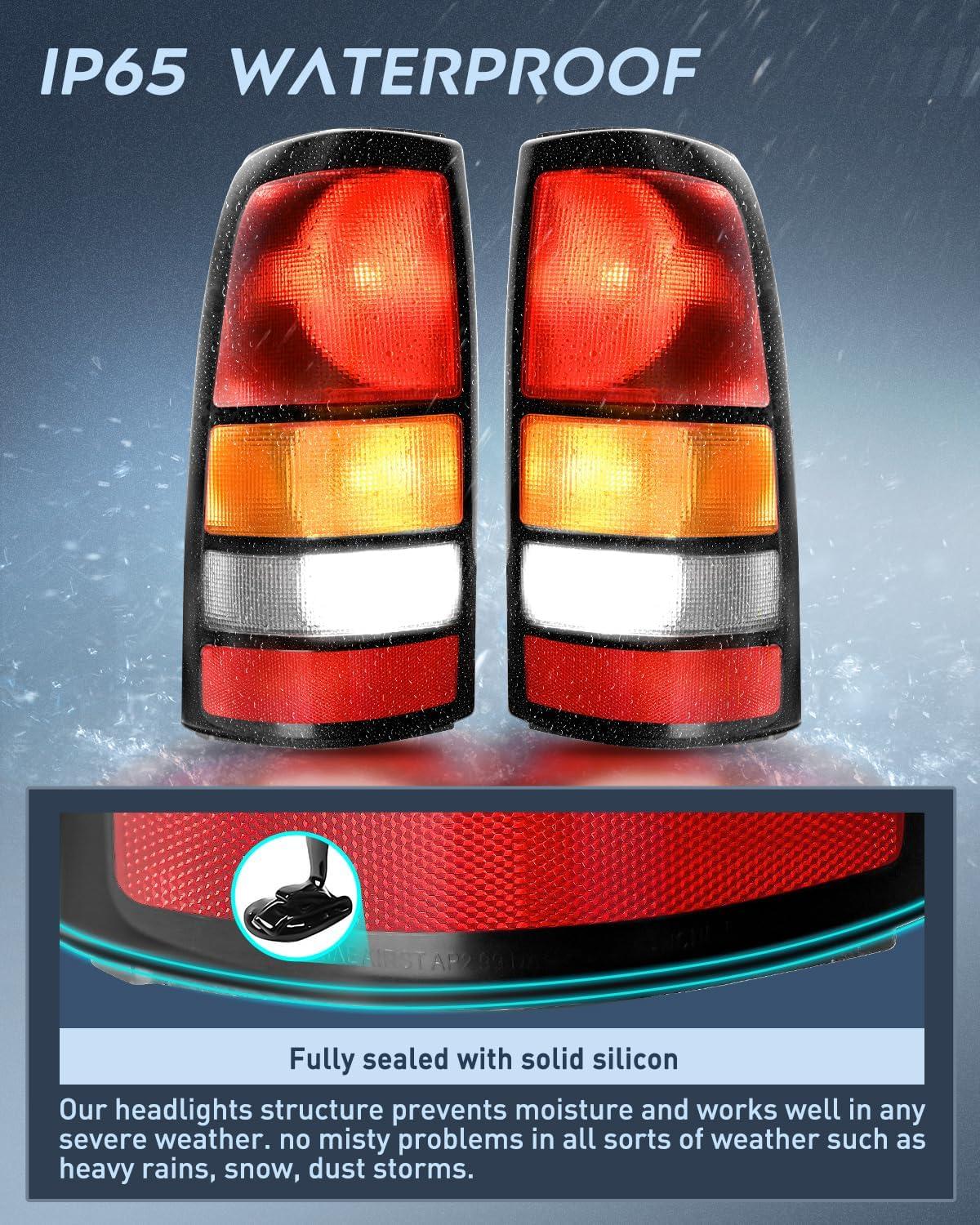 imageNilight Taillight Assembly Compatible with 1999 2000 2001 2002 2003 2004 2005 2006 GMC Sierra 19992002 Chevy Silverado Smoke Housing Rear Lamp Replacement Only Fits Fleetside ModelsBlack BorderPair