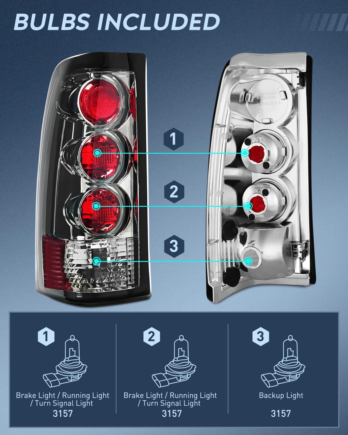 imageNilight Taillight Assembly Compatible with 1999 2000 2001 2002 2003 2004 2005 2006 GMC Sierra 19992002 Chevy Silverado Smoke Housing Rear Lamp Replacement Only Fits Fleetside ModelsSmoke Lens