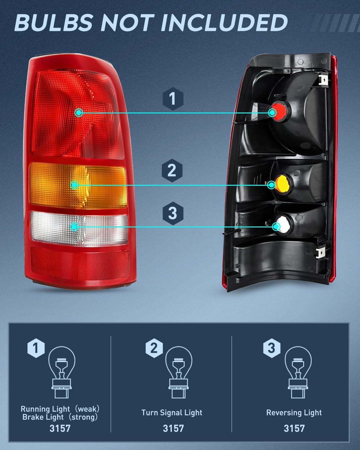 imageNilight Taillight Assembly Compatible with 1999 2000 2001 2002 2003 2004 2005 2006 GMC Sierra 19992002 Chevy Silverado Smoke Housing Rear Lamp Replacement Only Fits Fleetside ModelsRed BorderPassenger Side
