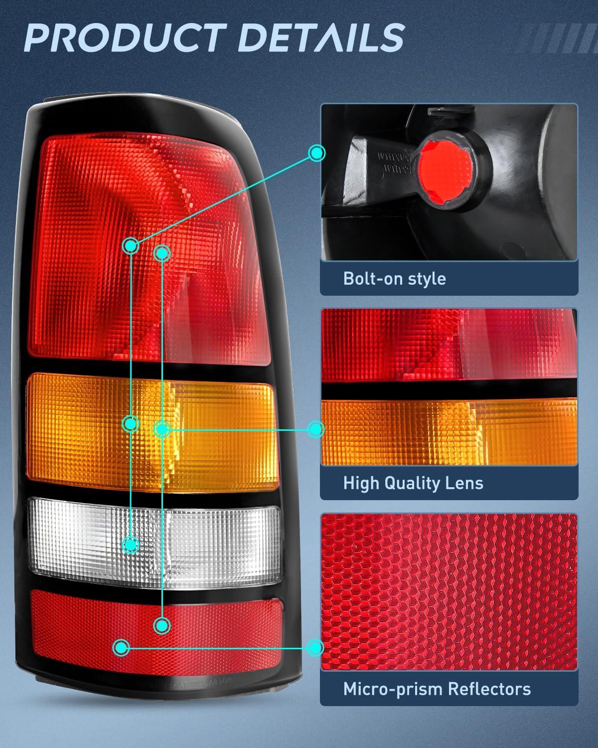imageNilight Taillight Assembly Compatible with 1999 2000 2001 2002 2003 2004 2005 2006 GMC Sierra 19992002 Chevy Silverado Smoke Housing Rear Lamp Replacement Only Fits Fleetside ModelsBlack BorderPassenger Side