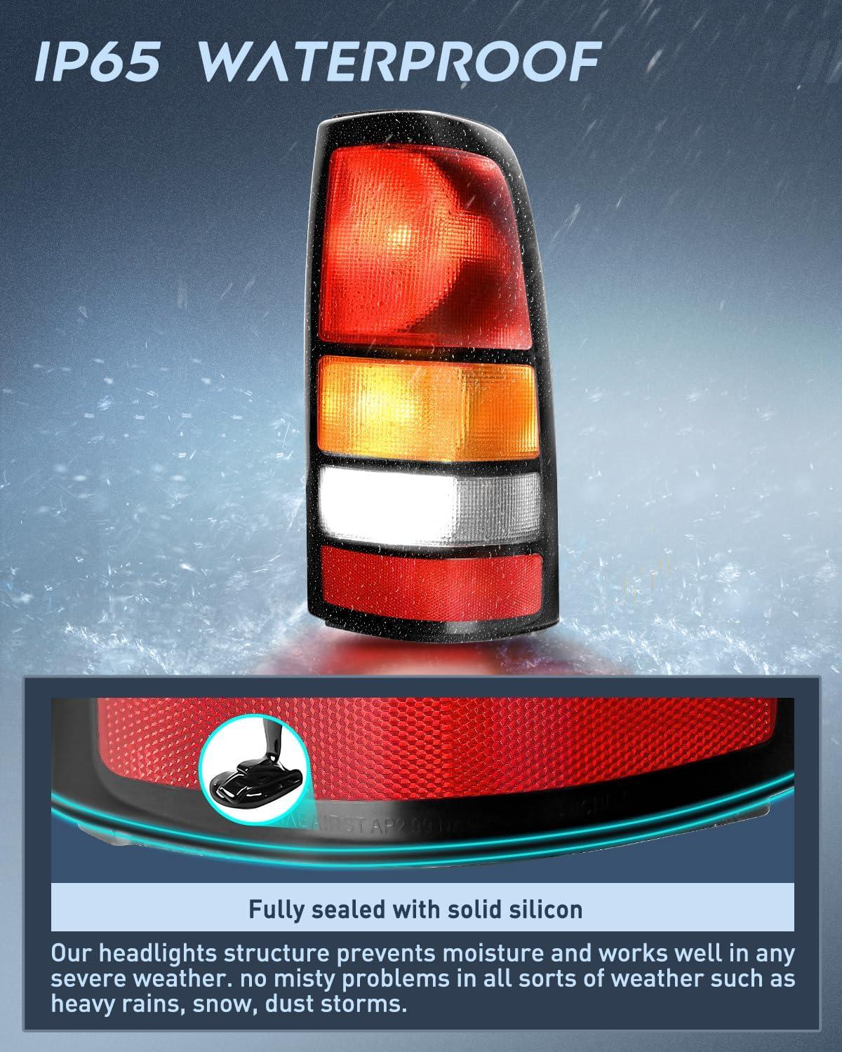 imageNilight Taillight Assembly Compatible with 1999 2000 2001 2002 2003 2004 2005 2006 GMC Sierra 19992002 Chevy Silverado Smoke Housing Rear Lamp Replacement Only Fits Fleetside ModelsBlack BorderPassenger Side