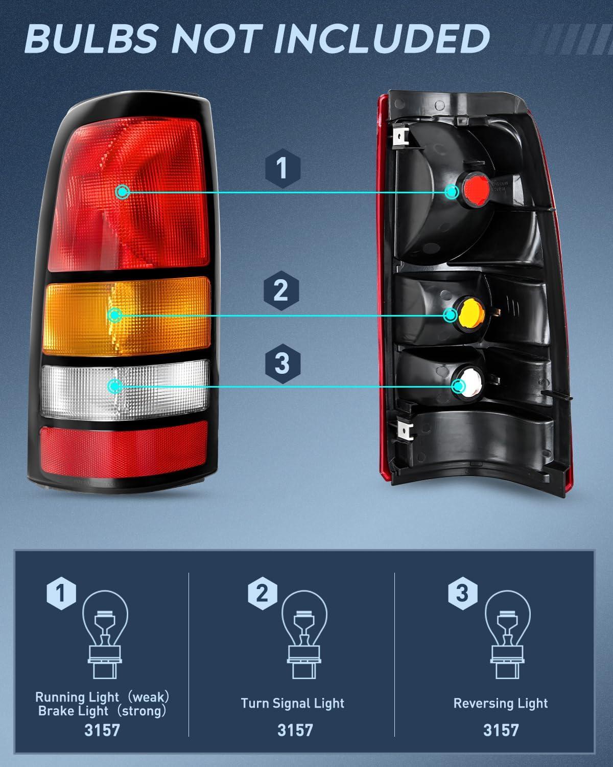 imageNilight Taillight Assembly Compatible with 1999 2000 2001 2002 2003 2004 2005 2006 GMC Sierra 19992002 Chevy Silverado Smoke Housing Rear Lamp Replacement Only Fits Fleetside ModelsBlack BorderPair