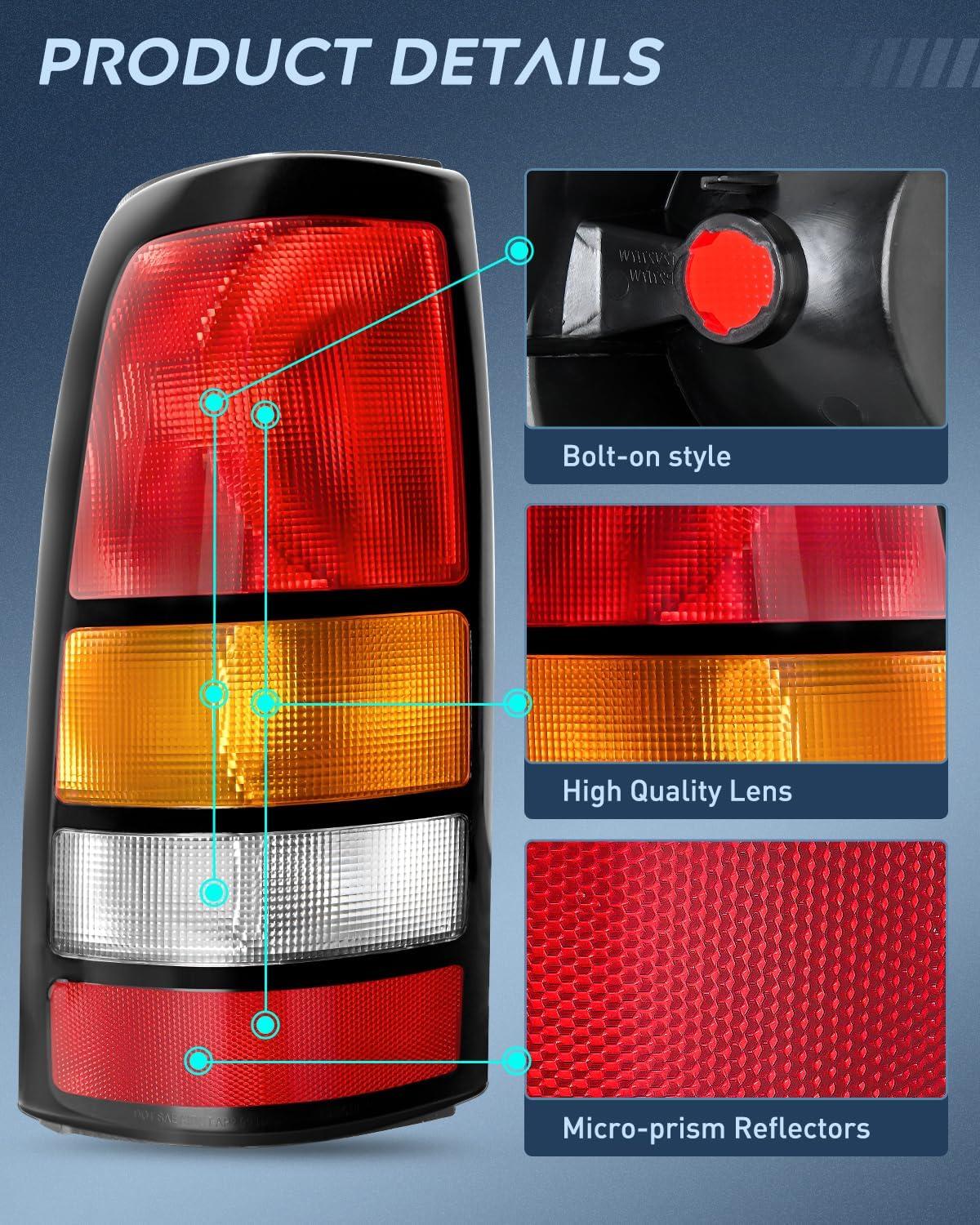 imageNilight Taillight Assembly Compatible with 1999 2000 2001 2002 2003 2004 2005 2006 GMC Sierra 19992002 Chevy Silverado Smoke Housing Rear Lamp Replacement Only Fits Fleetside ModelsBlack BorderPair