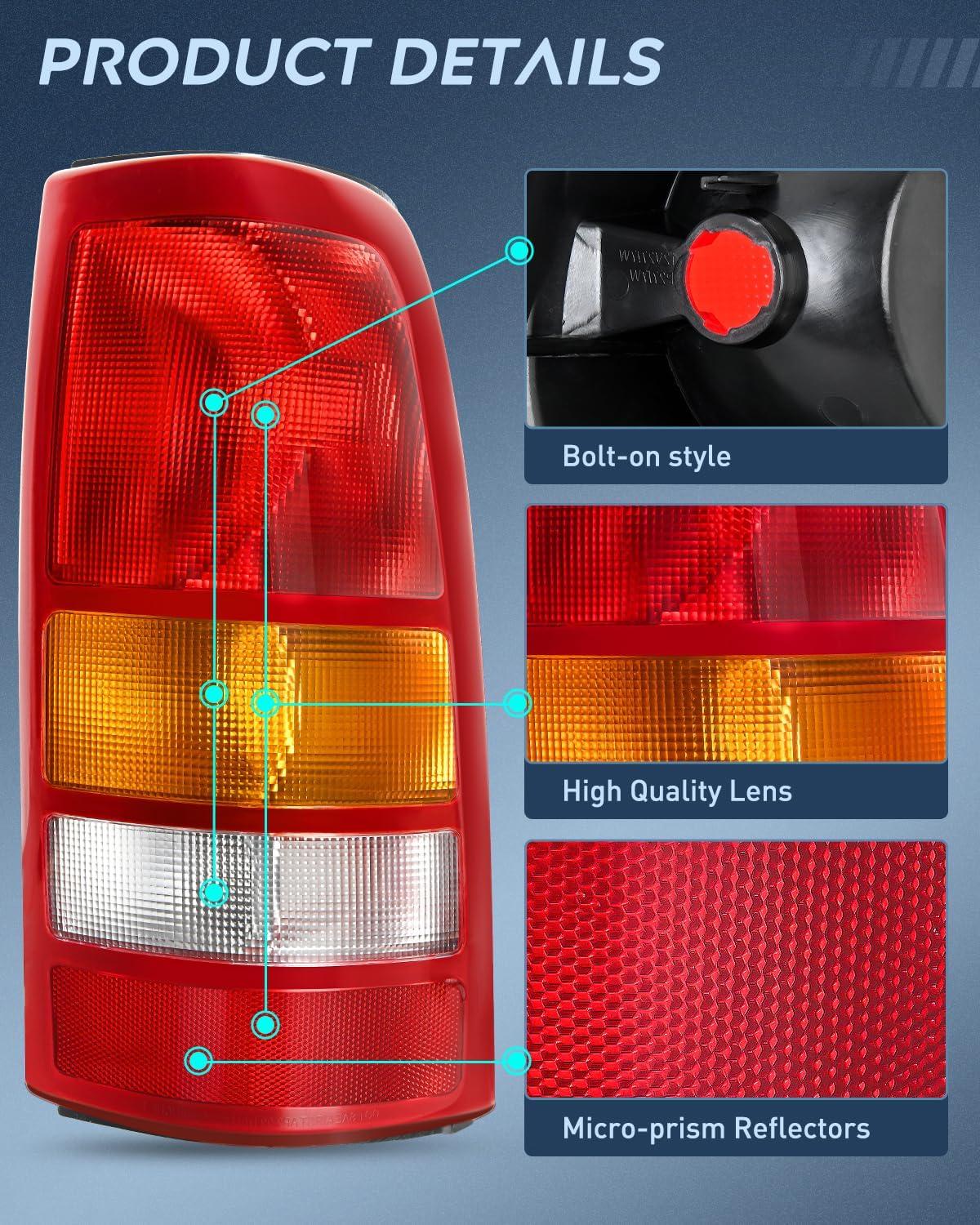 imageNilight Taillight Assembly Compatible with 1999 2000 2001 2002 2003 2004 2005 2006 GMC Sierra 19992002 Chevy Silverado Smoke Housing Rear Lamp Replacement Only Fits Fleetside ModelsRed BorderPassenger Side
