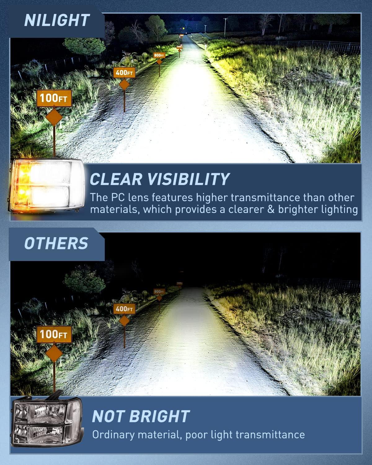 imageNilight Taillight Assembly Compatible with 2007 2008 2009 2010 2011 2012 2013 GMC Sierra 1500 2500HD 3500HD Rear Lamp Replacement OE Style Driver SideChrome Housing  Clear Reflector