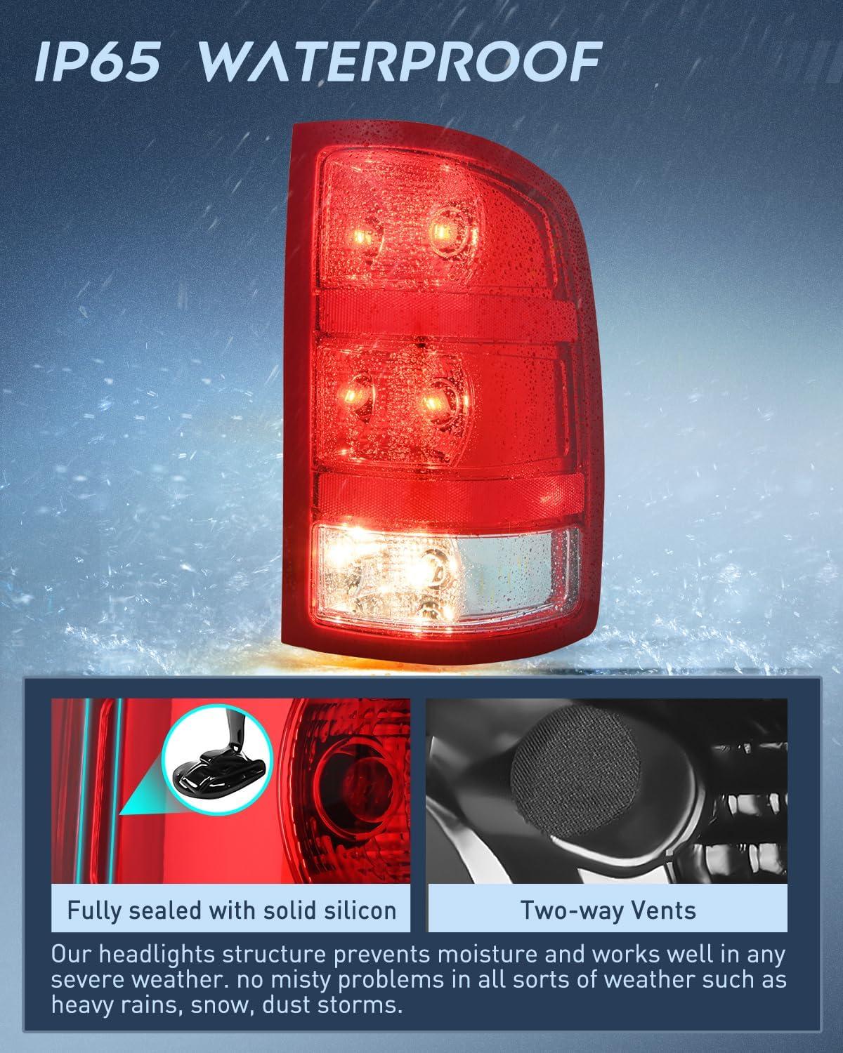 imageNilight Taillight Assembly Compatible with 2007 2008 2009 2010 2011 2012 2013 GMC Sierra 1500 2500HD 3500HD Rear Lamp Replacement OE Style Driver SidePassenger Side