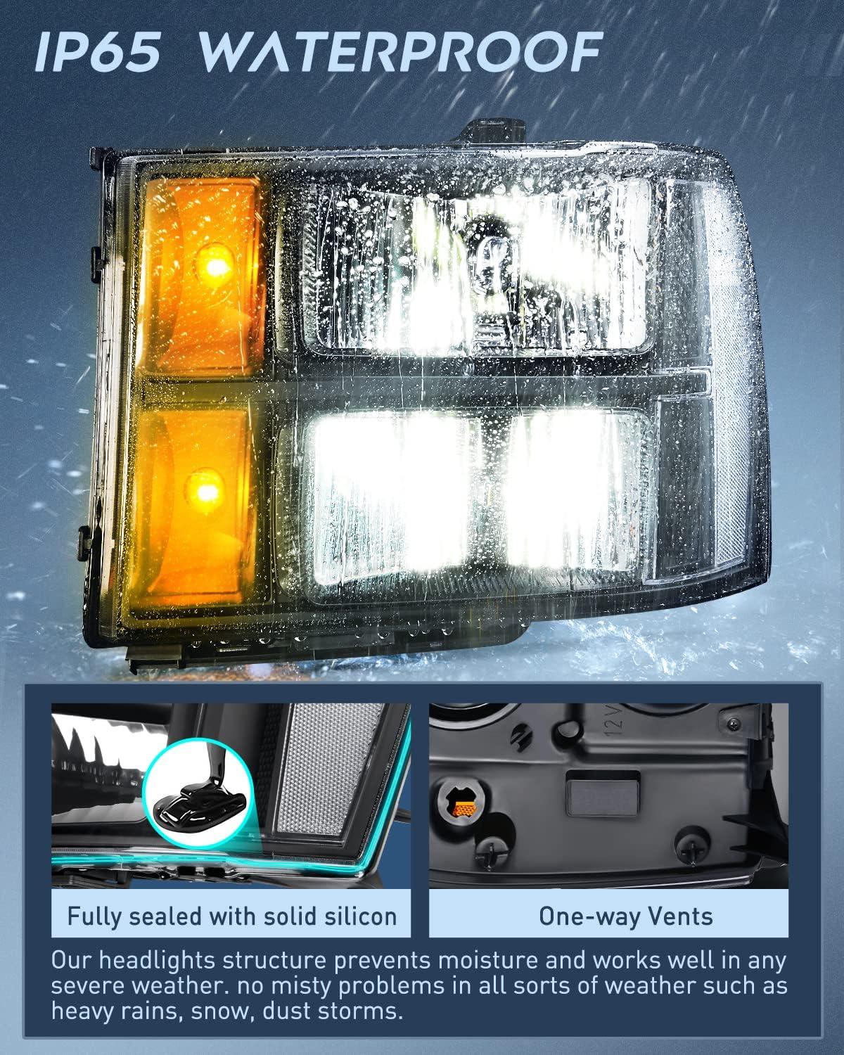 imageNilight Taillight Assembly Compatible with 2007 2008 2009 2010 2011 2012 2013 GMC Sierra 1500 2500HD 3500HD Rear Lamp Replacement OE Style Driver SideBlack Housing  Clear Reflector