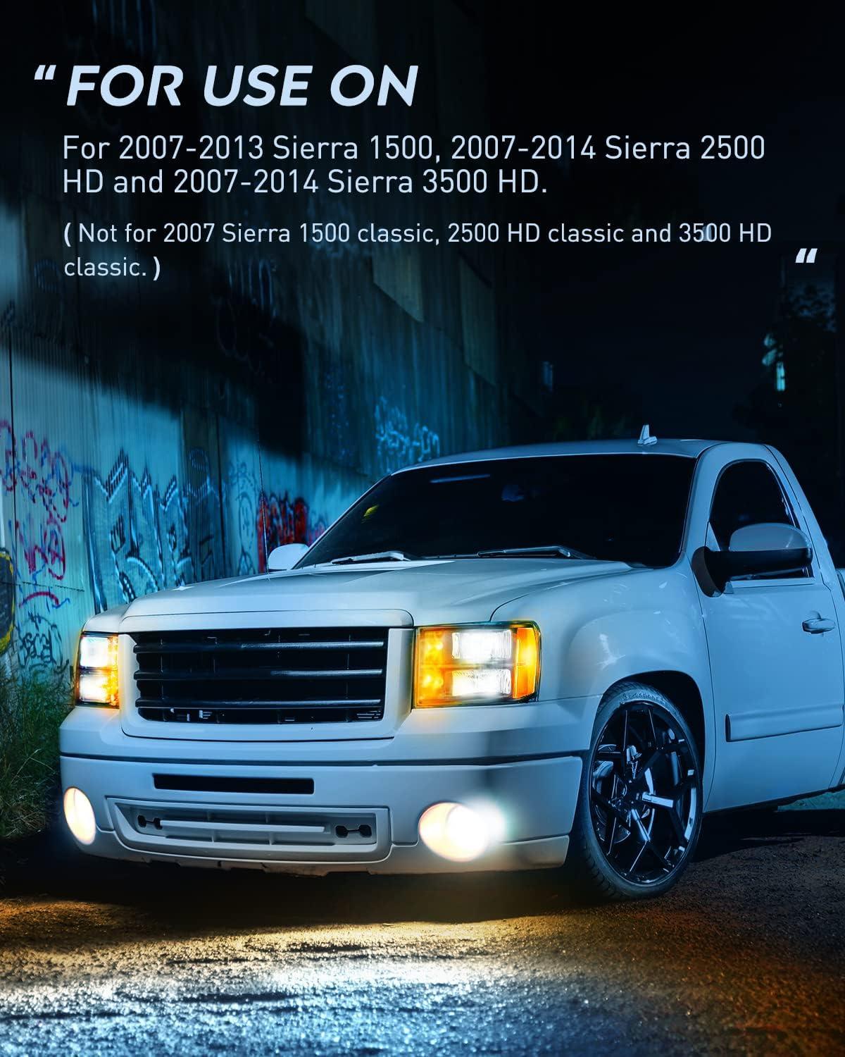 imageNilight Taillight Assembly Compatible with 2007 2008 2009 2010 2011 2012 2013 GMC Sierra 1500 2500HD 3500HD Rear Lamp Replacement OE Style Driver SideBlack Housing  Amber Reflector