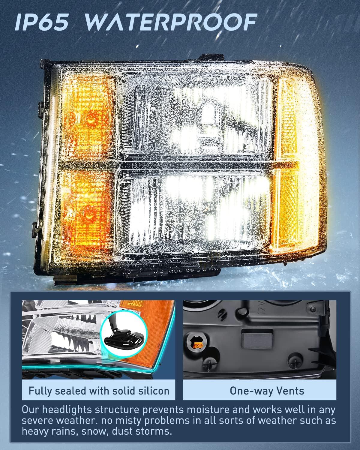 imageNilight Taillight Assembly Compatible with 2007 2008 2009 2010 2011 2012 2013 GMC Sierra 1500 2500HD 3500HD Rear Lamp Replacement OE Style Driver SideChrome Housing  Amber Reflector