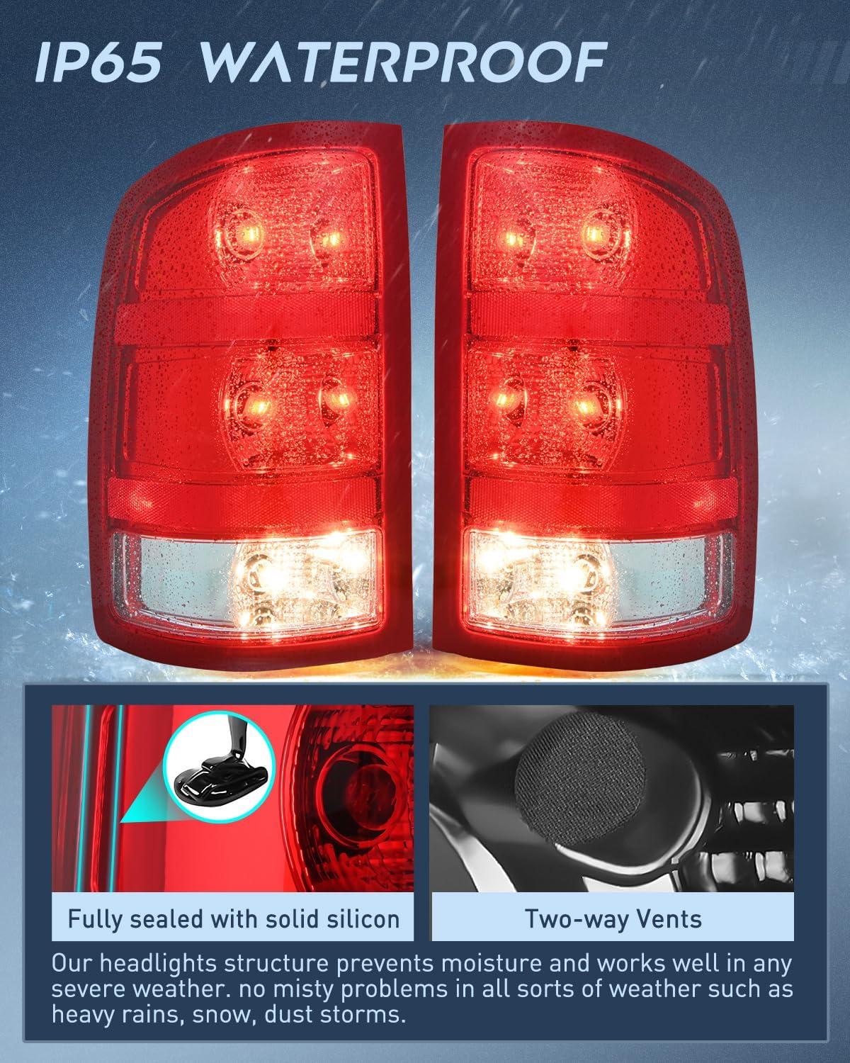 imageNilight Taillight Assembly Compatible with 2007 2008 2009 2010 2011 2012 2013 GMC Sierra 1500 2500HD 3500HD Rear Lamp Replacement OE Style Driver SidePair of Driver and Passenger Side