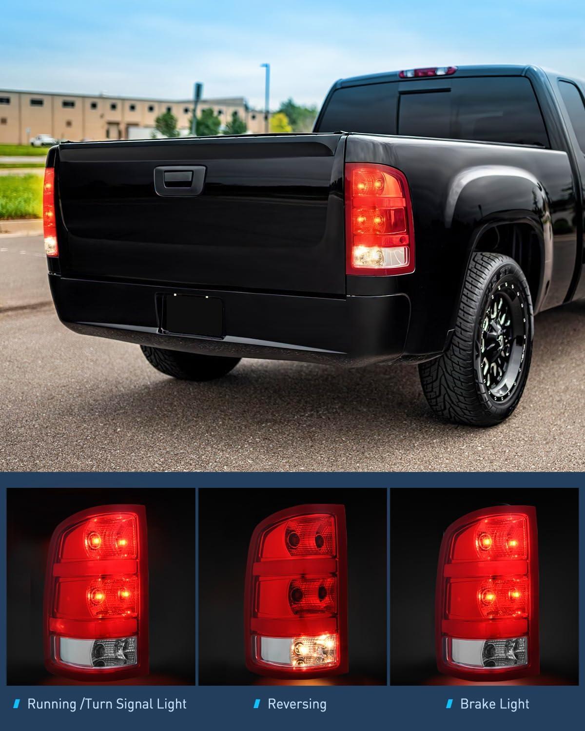 imageNilight Taillight Assembly Compatible with 2007 2008 2009 2010 2011 2012 2013 GMC Sierra 1500 2500HD 3500HD Rear Lamp Replacement OE Style Driver SideDriver Side