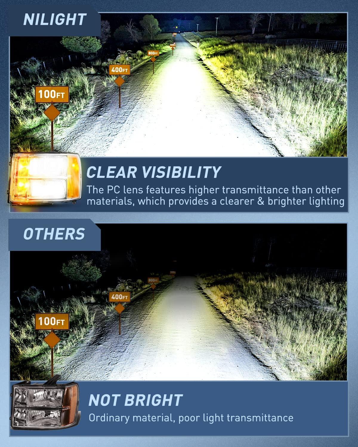 imageNilight Taillight Assembly Compatible with 2007 2008 2009 2010 2011 2012 2013 GMC Sierra 1500 2500HD 3500HD Rear Lamp Replacement OE Style Driver SideChrome Housing  Amber Reflector