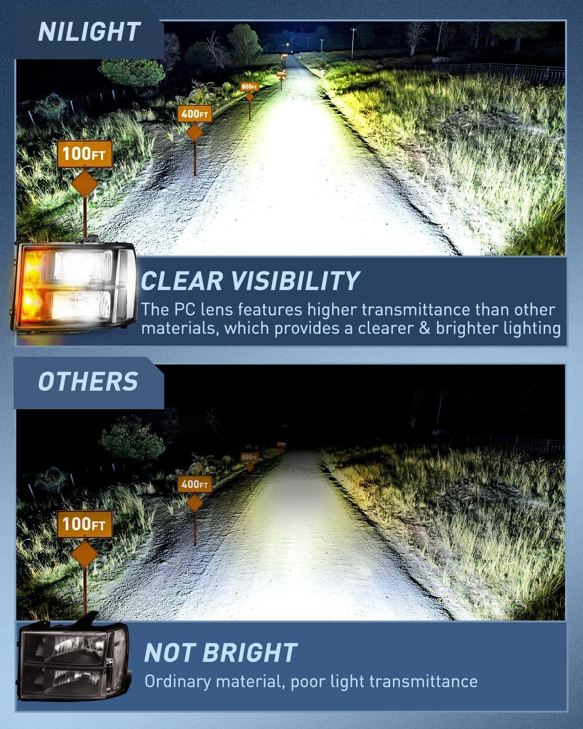 imageNilight Taillight Assembly Compatible with 2007 2008 2009 2010 2011 2012 2013 GMC Sierra 1500 2500HD 3500HD Rear Lamp Replacement OE Style Driver SideBlack Housing  Clear Reflector