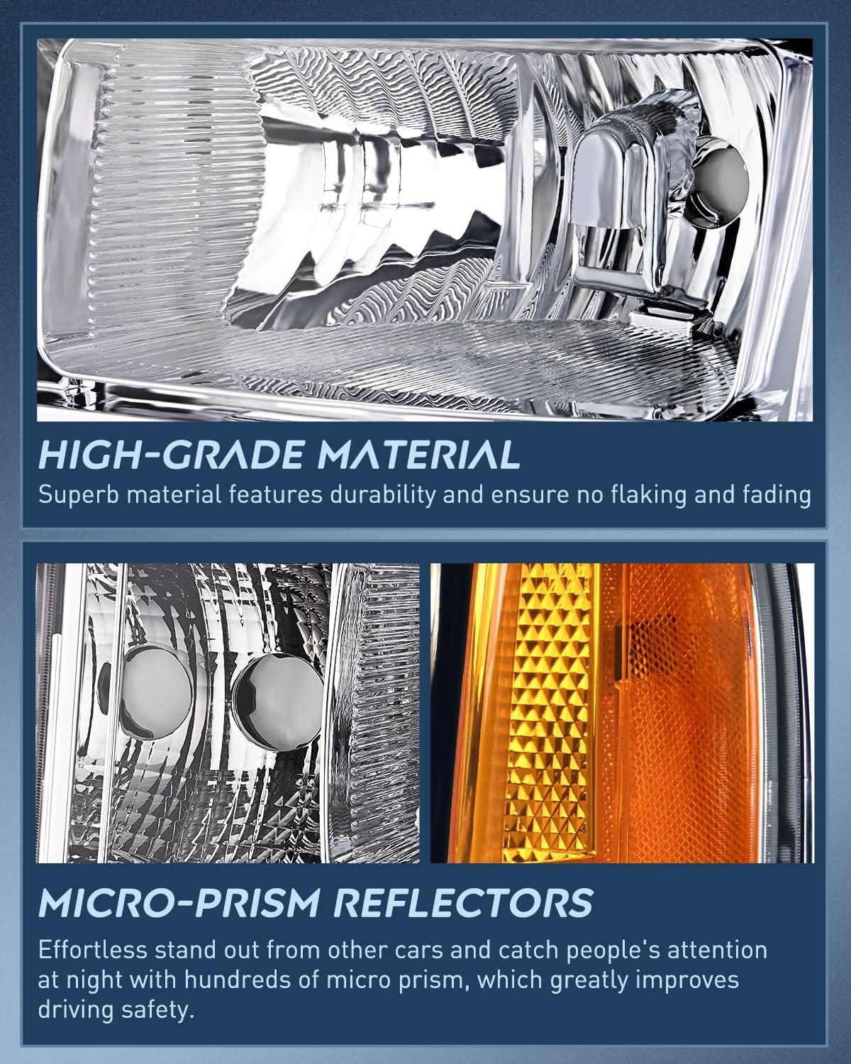 imageNilight Taillight Assembly Compatible with 2007 2008 2009 2010 2011 2012 2013 GMC Sierra 1500 2500HD 3500HD Rear Lamp Replacement OE Style Driver SideChrome Housing  Amber Reflector