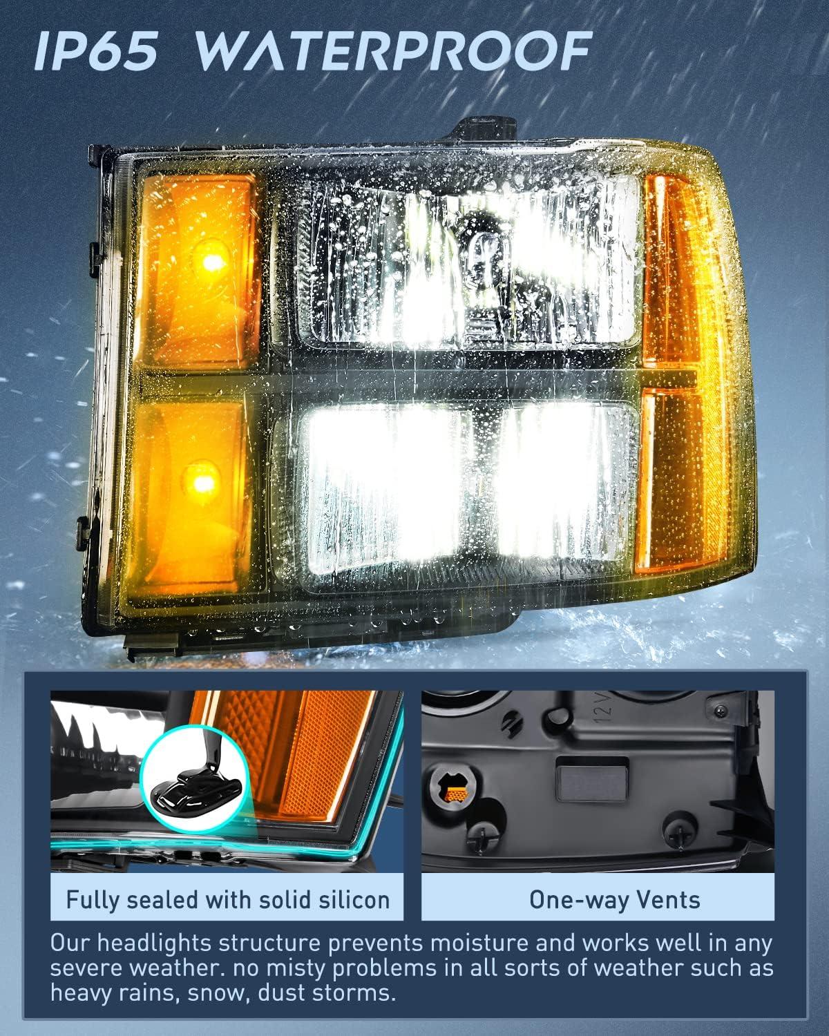 imageNilight Taillight Assembly Compatible with 2007 2008 2009 2010 2011 2012 2013 GMC Sierra 1500 2500HD 3500HD Rear Lamp Replacement OE Style Driver SideBlack Housing  Amber Reflector