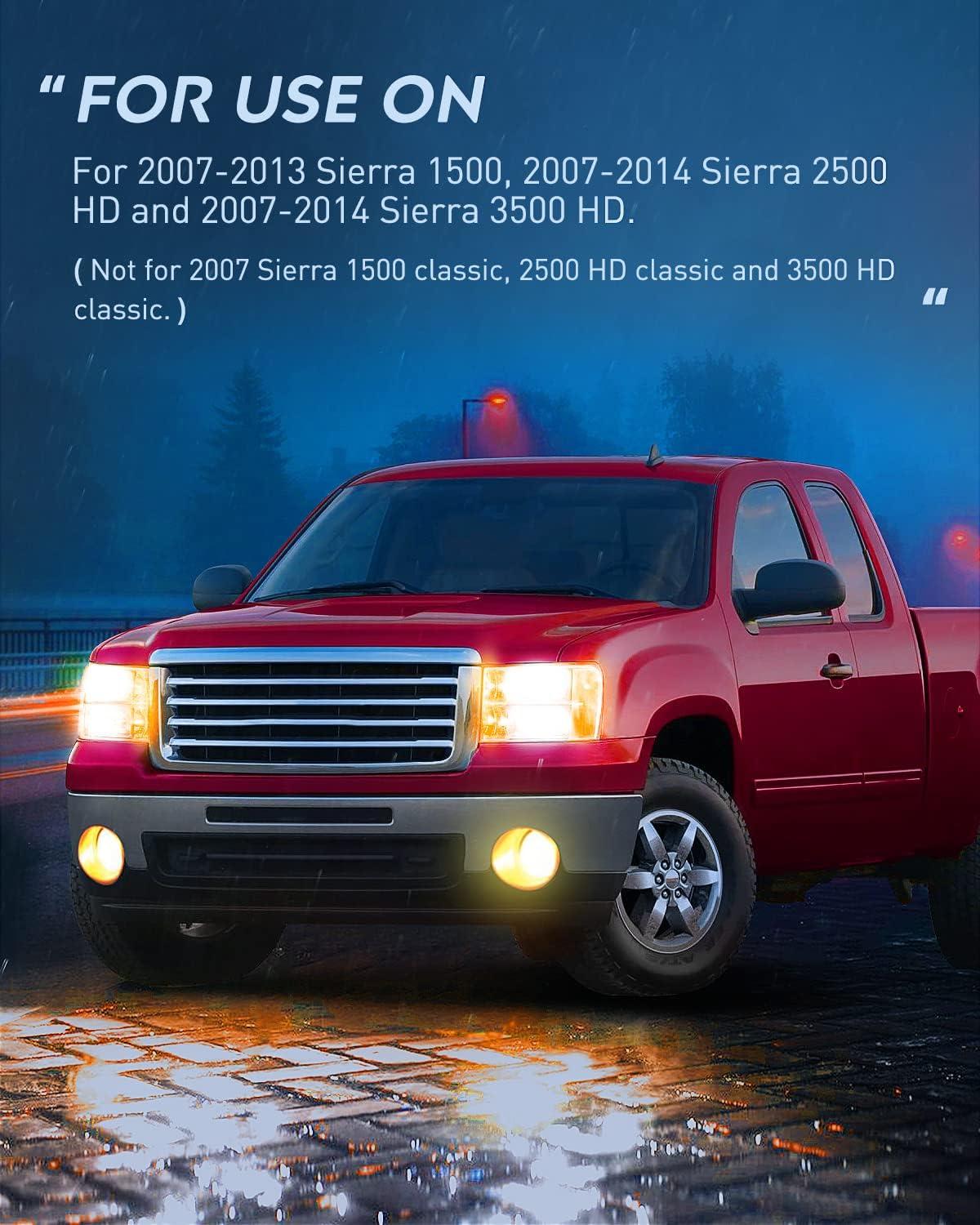 imageNilight Taillight Assembly Compatible with 2007 2008 2009 2010 2011 2012 2013 GMC Sierra 1500 2500HD 3500HD Rear Lamp Replacement OE Style Driver SideChrome Housing  Amber Reflector