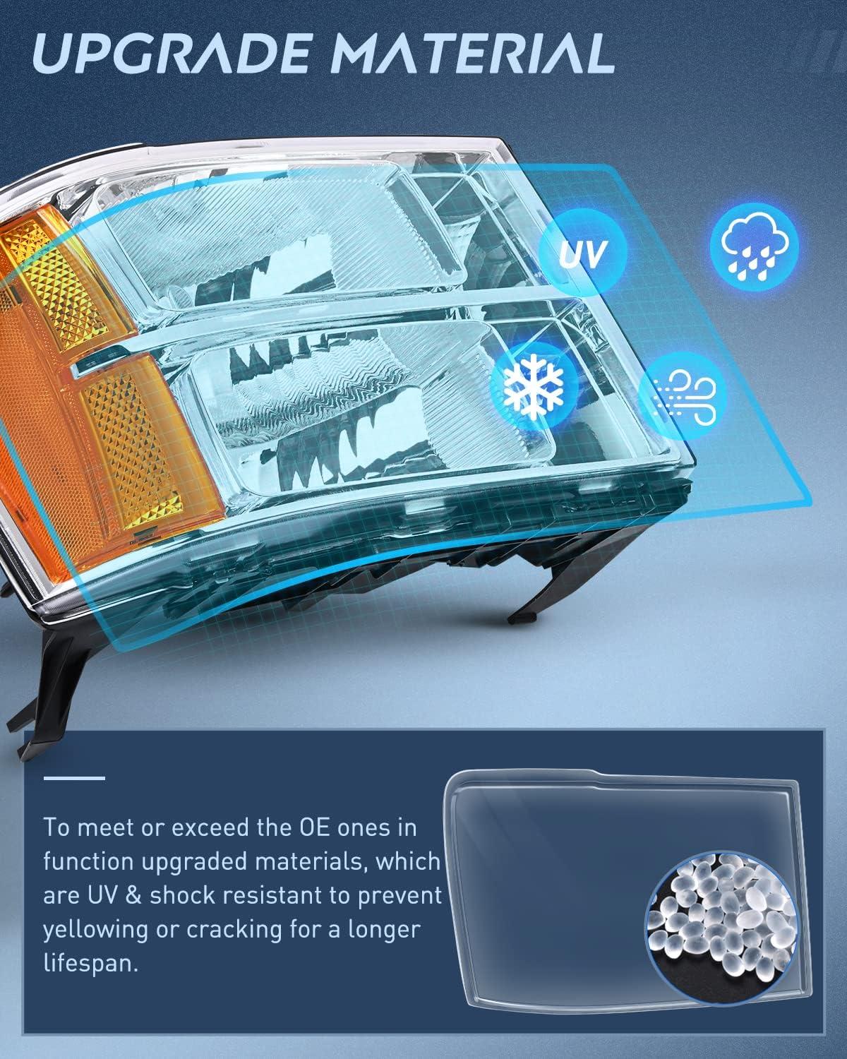 imageNilight Taillight Assembly Compatible with 2007 2008 2009 2010 2011 2012 2013 GMC Sierra 1500 2500HD 3500HD Rear Lamp Replacement OE Style Driver SideChrome Housing  Amber Reflector