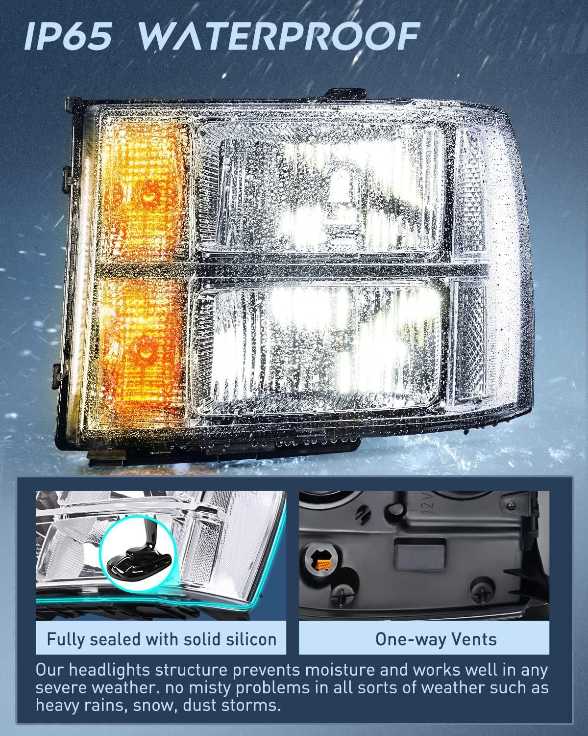 imageNilight Taillight Assembly Compatible with 2007 2008 2009 2010 2011 2012 2013 GMC Sierra 1500 2500HD 3500HD Rear Lamp Replacement OE Style Driver SideChrome Housing  Clear Reflector