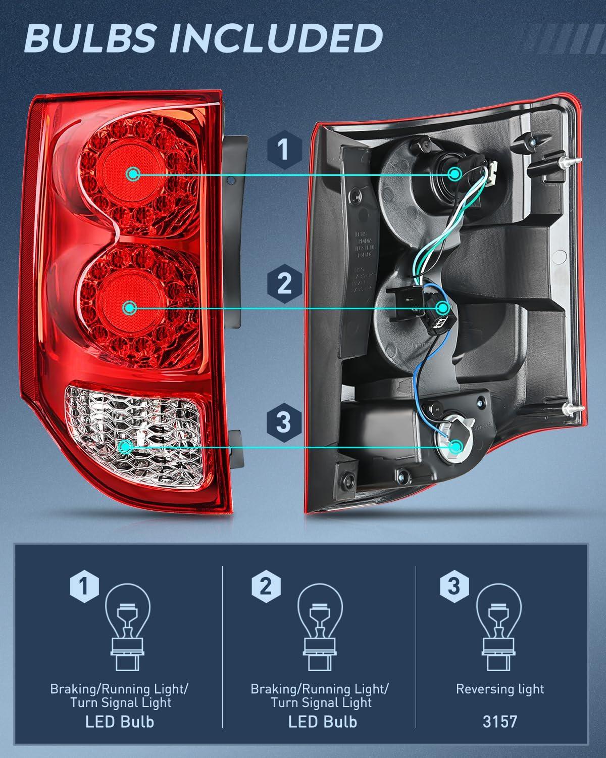 imageNilight Taillight Assembly Compatible with 2011 2012 2013 2014 2015 2016 2017 2018 2019 2020 Dodge Grand Caravan Rear Lamp Replacement OE Style Driver SidePair of Driver and Passenger Side