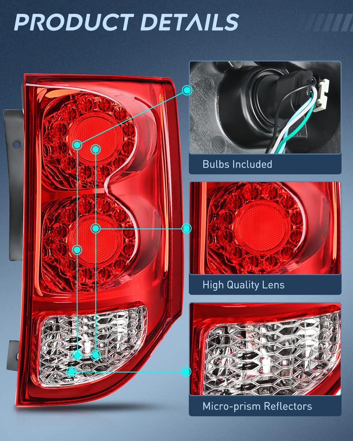 imageNilight Taillight Assembly Compatible with 2011 2012 2013 2014 2015 2016 2017 2018 2019 2020 Dodge Grand Caravan Rear Lamp Replacement OE Style Driver SidePassenger Side