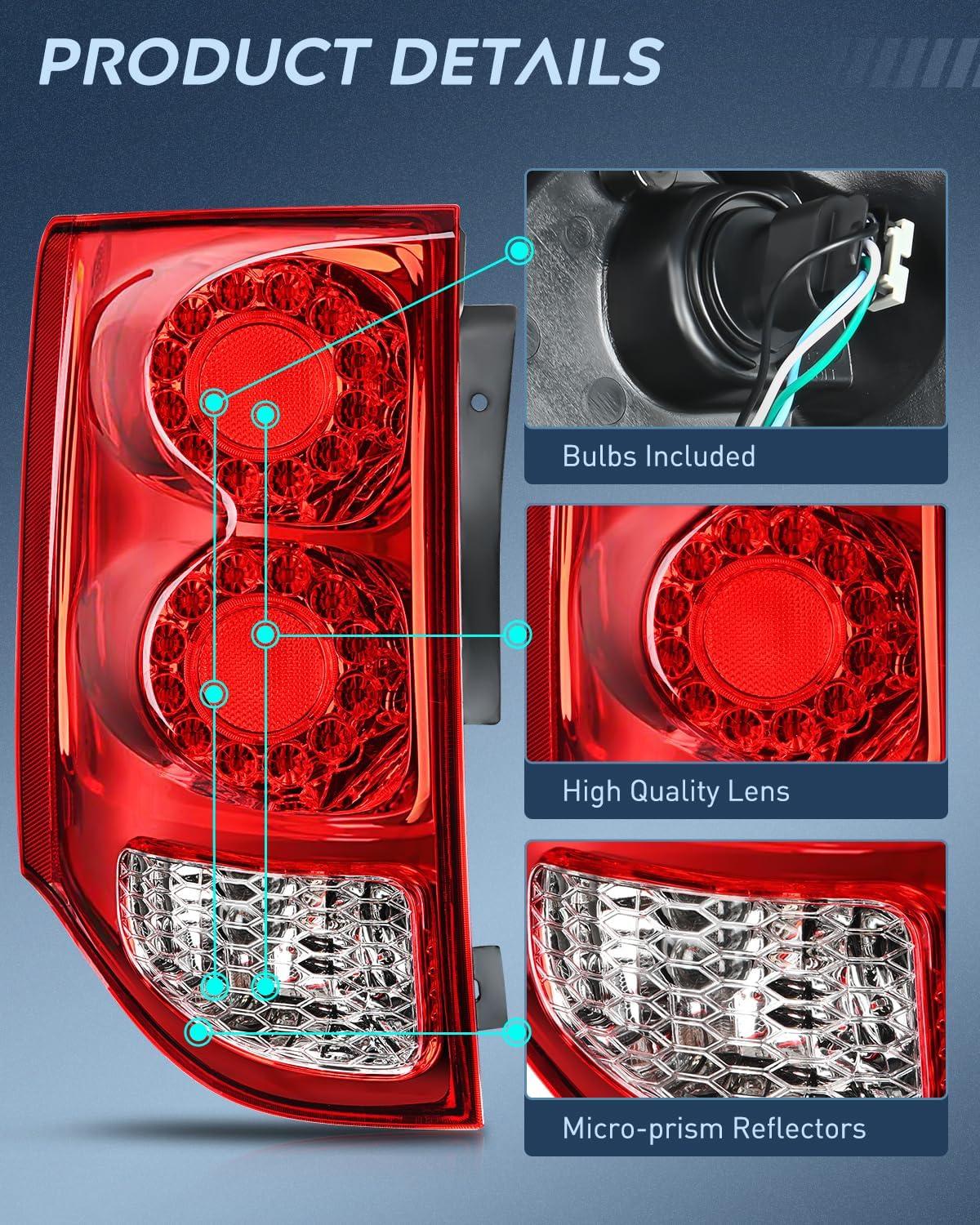 imageNilight Taillight Assembly Compatible with 2011 2012 2013 2014 2015 2016 2017 2018 2019 2020 Dodge Grand Caravan Rear Lamp Replacement OE Style Driver SideDriver Side