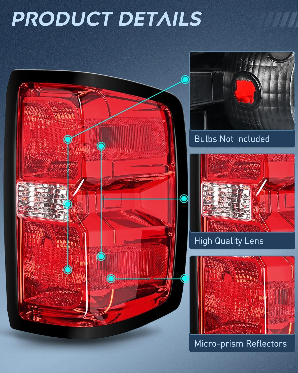 imageNilight Taillight Assembly Compatible with 2014 2015 2016 2017 2018 2019 Chevy Silverado 1500 2500 HD 3500 HD 20152019 GMC Sierra 3500HD 2019 Silverado 1500LD OE Style Rear Lamp ReplacementPair of Driver and Passenger Side