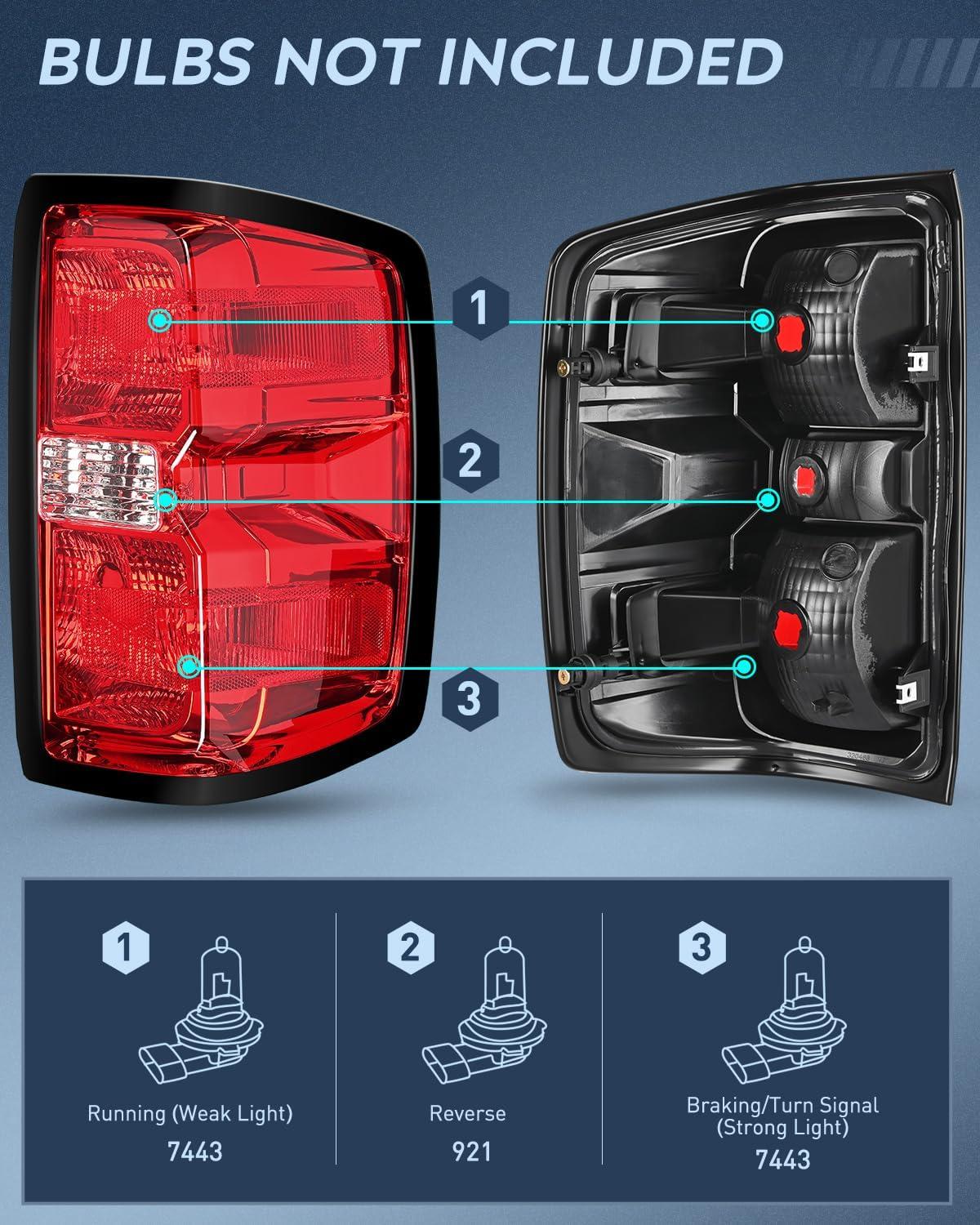 imageNilight Taillight Assembly Compatible with 2014 2015 2016 2017 2018 2019 Chevy Silverado 1500 2500 HD 3500 HD 20152019 GMC Sierra 3500HD 2019 Silverado 1500LD OE Style Rear Lamp ReplacementPassenger Side