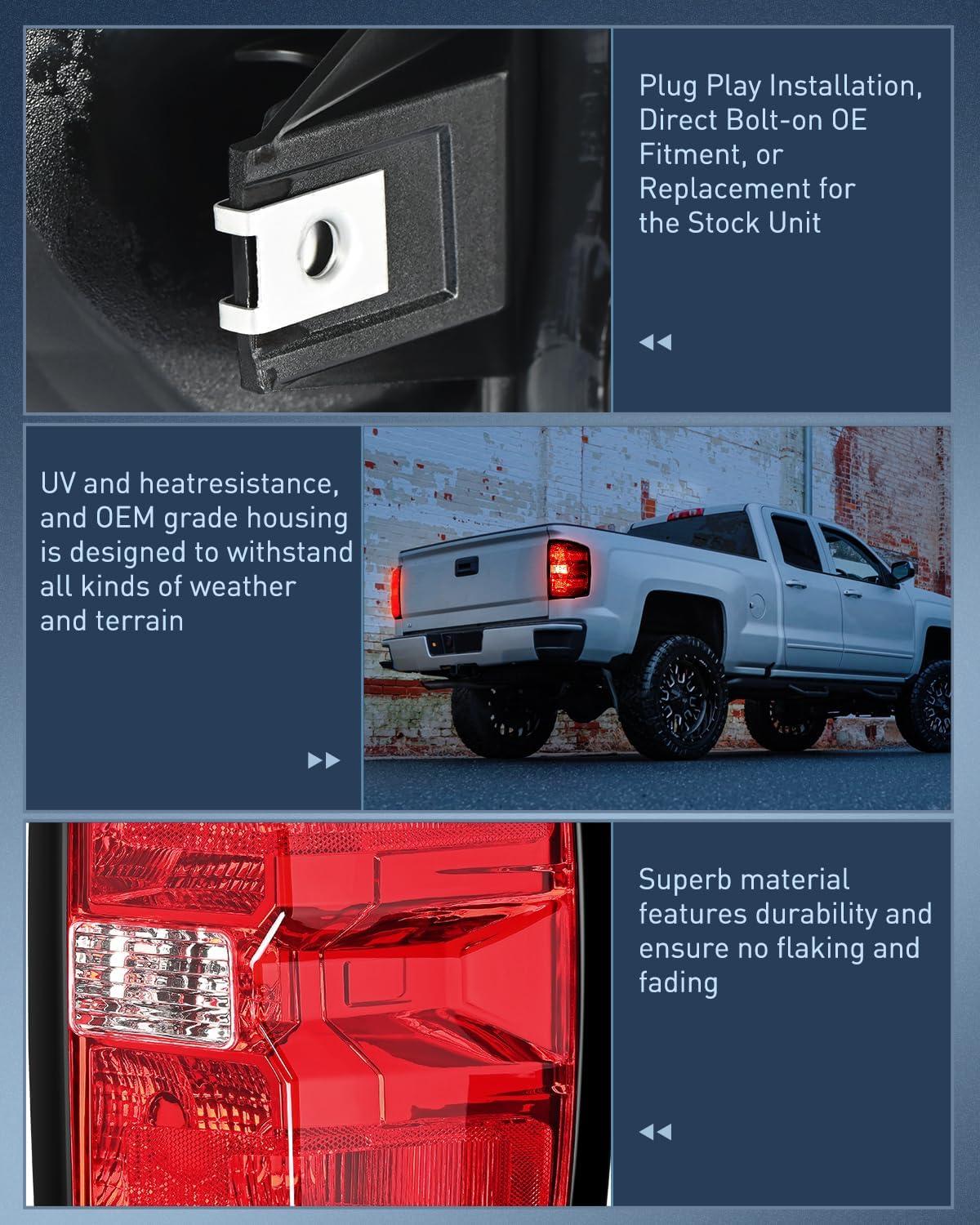 imageNilight Taillight Assembly Compatible with 2014 2015 2016 2017 2018 2019 Chevy Silverado 1500 2500 HD 3500 HD 20152019 GMC Sierra 3500HD 2019 Silverado 1500LD OE Style Rear Lamp ReplacementPassenger Side