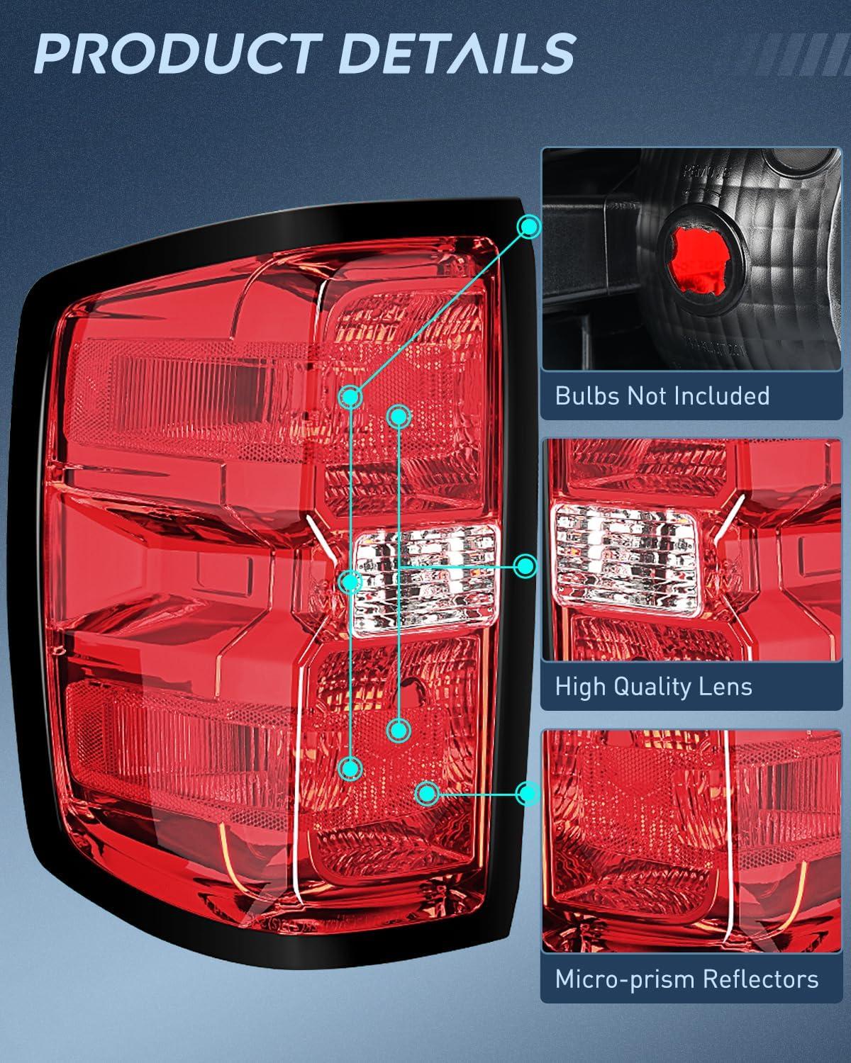 imageNilight Taillight Assembly Compatible with 2014 2015 2016 2017 2018 2019 Chevy Silverado 1500 2500 HD 3500 HD 20152019 GMC Sierra 3500HD 2019 Silverado 1500LD OE Style Rear Lamp ReplacementDriver Side