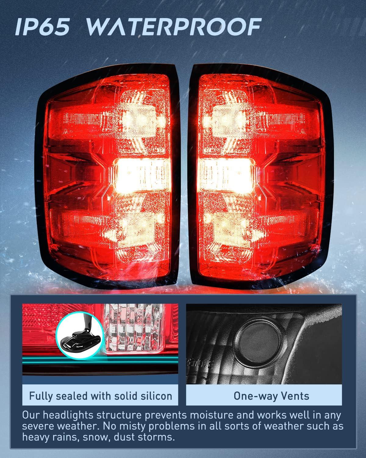 imageNilight Taillight Assembly Compatible with 2014 2015 2016 2017 2018 2019 Chevy Silverado 1500 2500 HD 3500 HD 20152019 GMC Sierra 3500HD 2019 Silverado 1500LD OE Style Rear Lamp ReplacementPair of Driver and Passenger Side