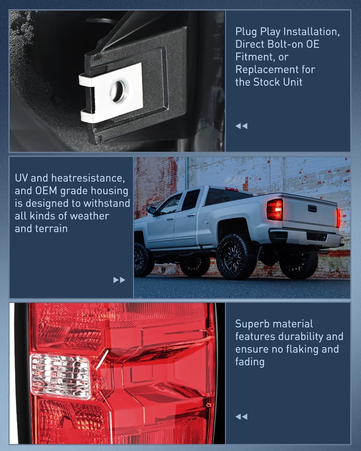 imageNilight Taillight Assembly Compatible with 2014 2015 2016 2017 2018 2019 Chevy Silverado 1500 2500 HD 3500 HD 20152019 GMC Sierra 3500HD 2019 Silverado 1500LD OE Style Rear Lamp ReplacementDriver Side