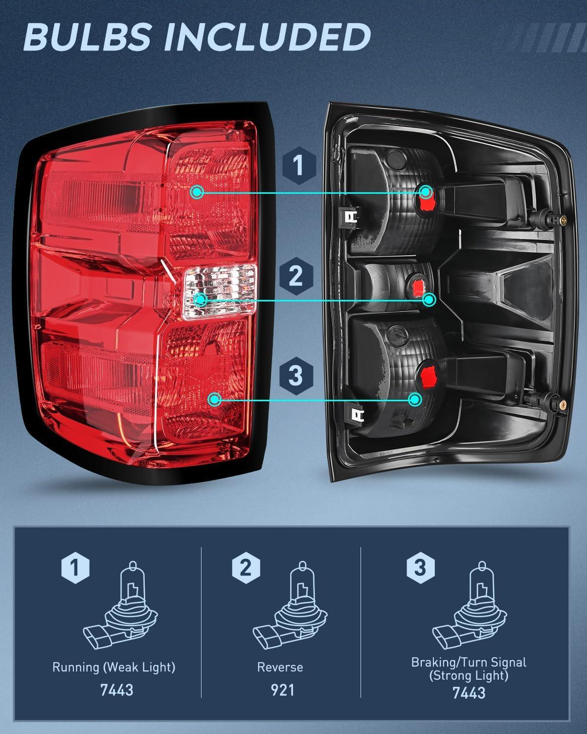 imageNilight Taillight Assembly Compatible with 2014 2015 2016 2017 2018 2019 Chevy Silverado 1500 2500 HD 3500 HD 20152019 GMC Sierra 3500HD 2019 Silverado 1500LD OE Style Rear Lamp ReplacementDriver Side