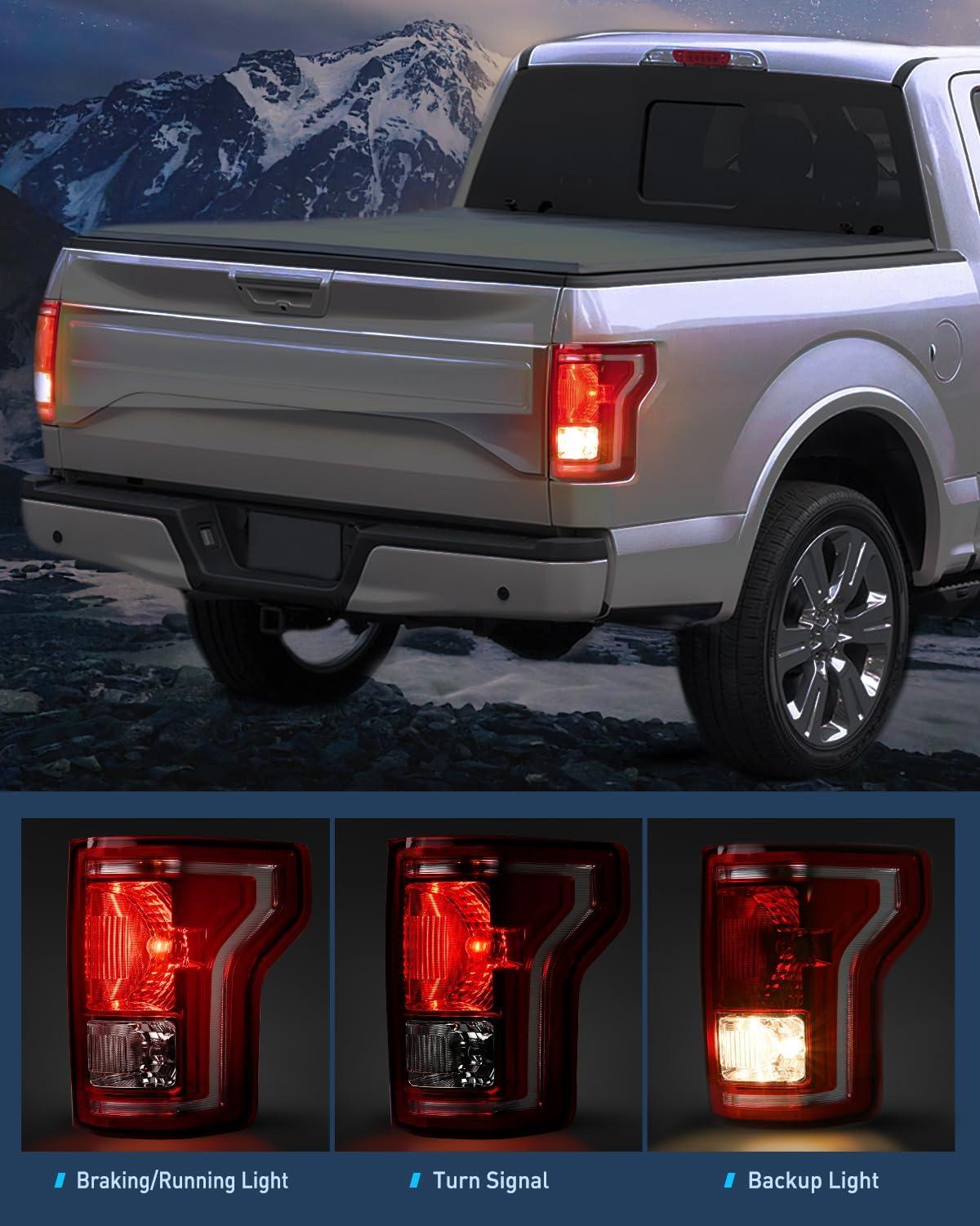 imageNilight Taillight Assembly Compatible with 2015 2016 2017 Ford F150 F150 Pickup Truck Taillight Rear Lamp Replacement OE Style Red Housing with Bulbs and Harness Driver SidePair of Driver and Passenger Side