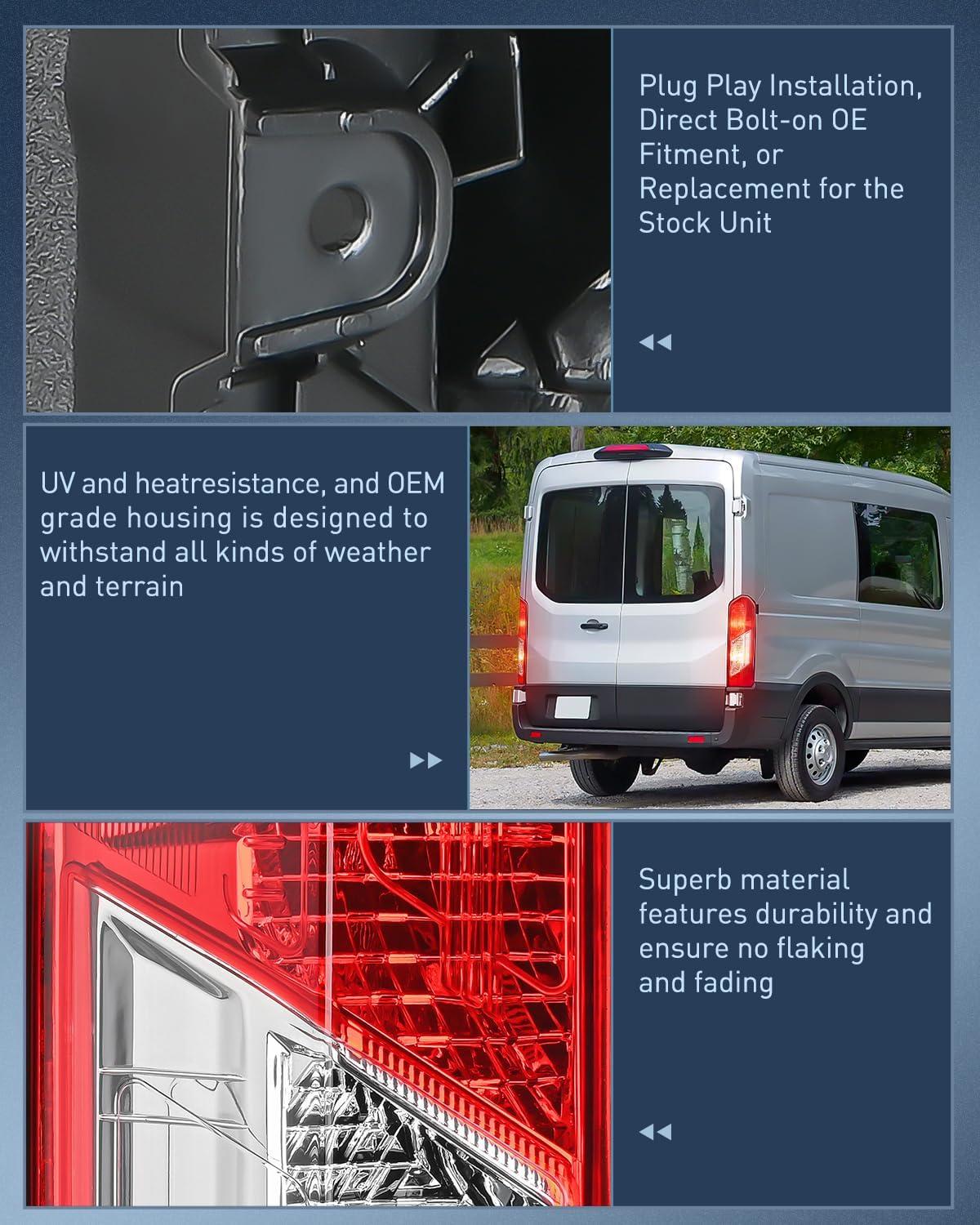 imageNilight Taillight Assembly Compatible with Ford Transit 150 250 350 350HD 2015 2016 2017 2018 2019 2020 2021 2022 2023 Rear Lamp Replacement OE Style Driver SideDriver and Passenger Side