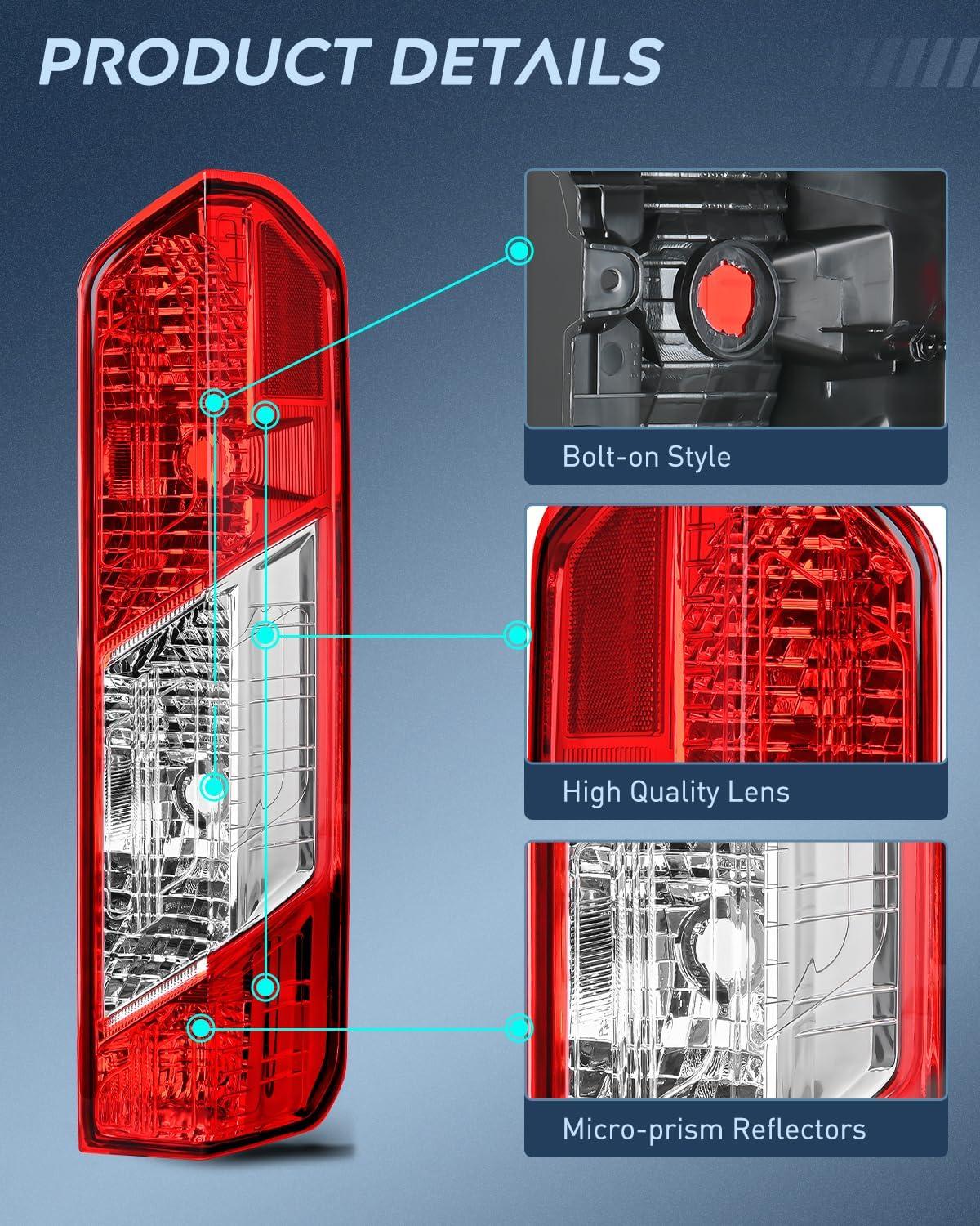 imageNilight Taillight Assembly Compatible with Ford Transit 150 250 350 350HD 2015 2016 2017 2018 2019 2020 2021 2022 2023 Rear Lamp Replacement OE Style Driver SidePassenger Side