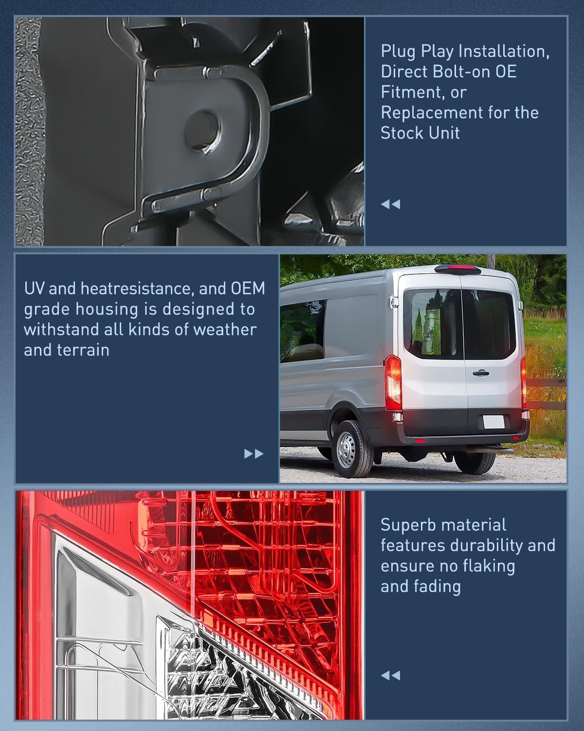 imageNilight Taillight Assembly Compatible with Ford Transit 150 250 350 350HD 2015 2016 2017 2018 2019 2020 2021 2022 2023 Rear Lamp Replacement OE Style Driver SideDriver Side