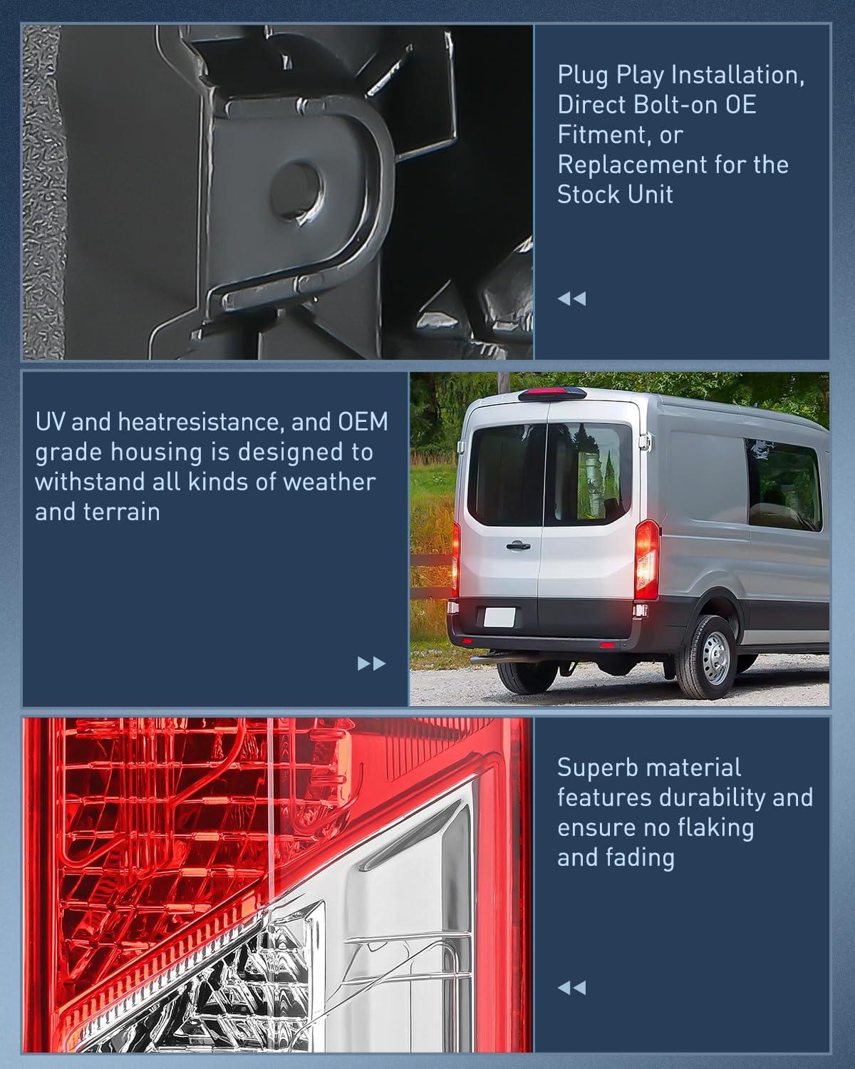 imageNilight Taillight Assembly Compatible with Ford Transit 150 250 350 350HD 2015 2016 2017 2018 2019 2020 2021 2022 2023 Rear Lamp Replacement OE Style Driver SidePassenger Side