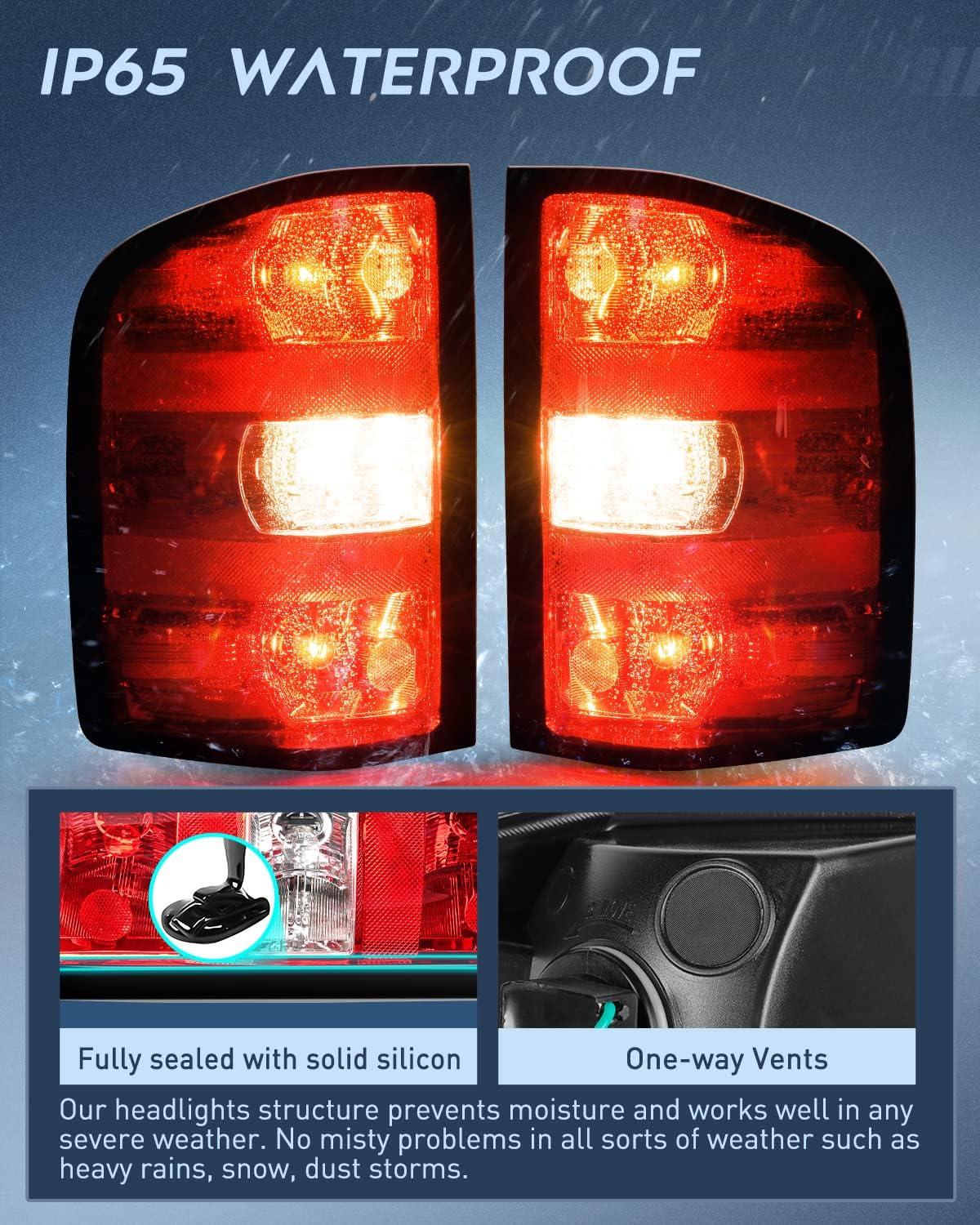 imageNilight Taillight Assembly for 2007 2008 2009 2010 2011 2012 2013 2013 2014 Chevy Silverado 1500 2500HD 3500HD 20072013 GMC Sierra 3500HD Rear Lamp Replacement wBulbs and Harness