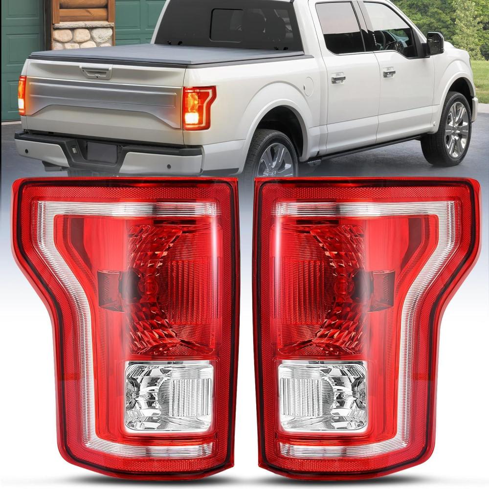 imageNilight Taillight Assembly Compatible with 2015 2016 2017 Ford F150 F150 Pickup Truck Taillight Rear Lamp Replacement OE Style Red Housing with Bulbs and Harness Driver SidePair of Driver and Passenger Side