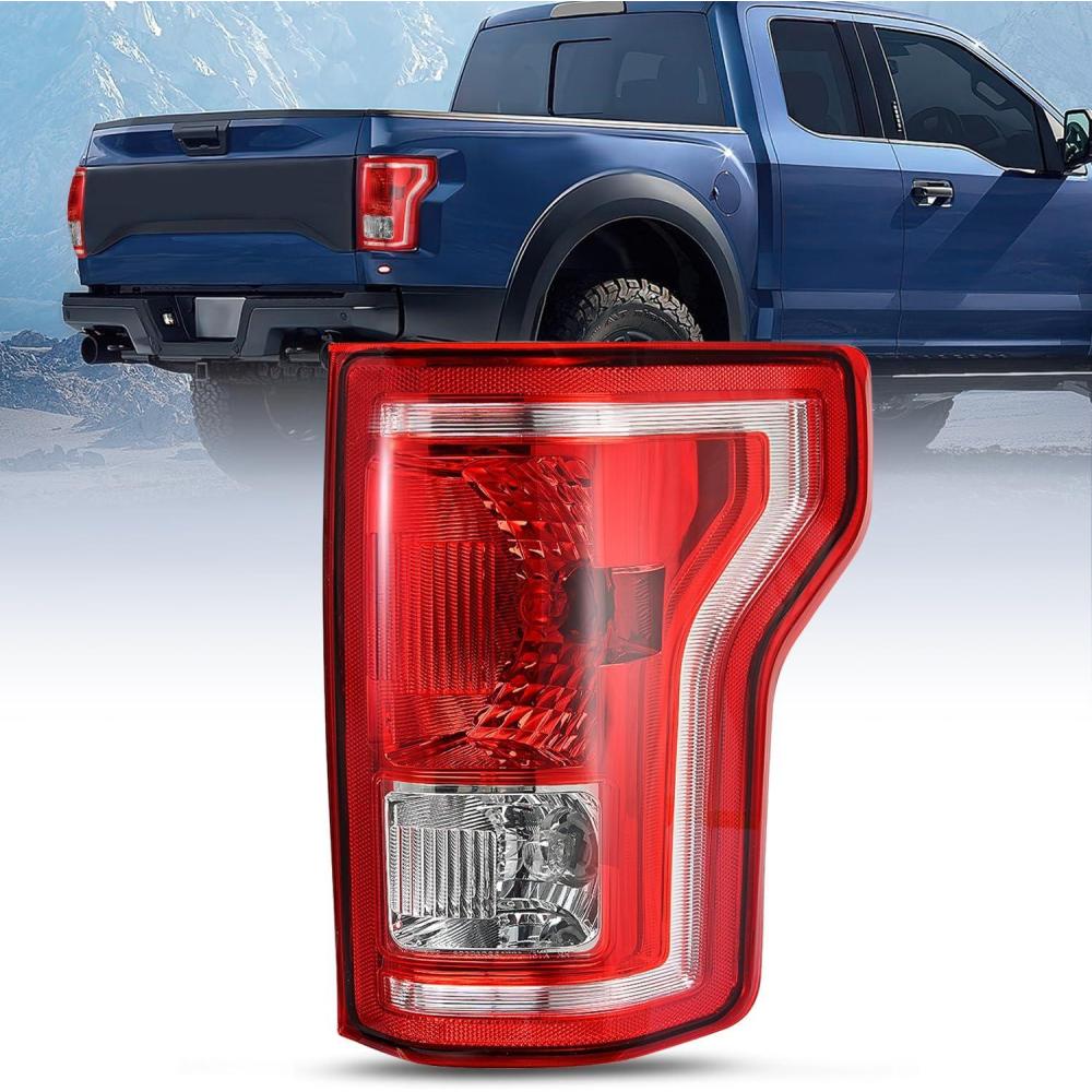imageNilight Taillight Assembly Compatible with 2015 2016 2017 Ford F150 F150 Pickup Truck Taillight Rear Lamp Replacement OE Style Red Housing with Bulbs and Harness Driver SidePassenger Side
